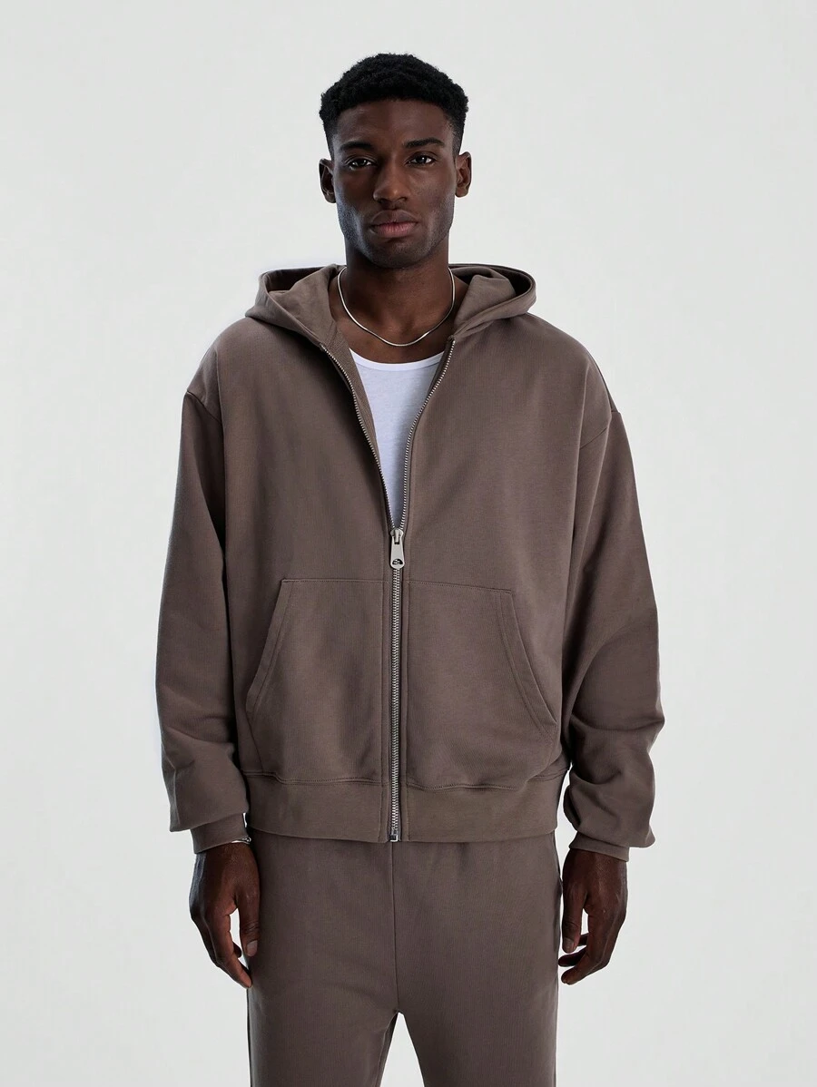 Musero Zip Up Faded Wash Hooded Sweatshirt