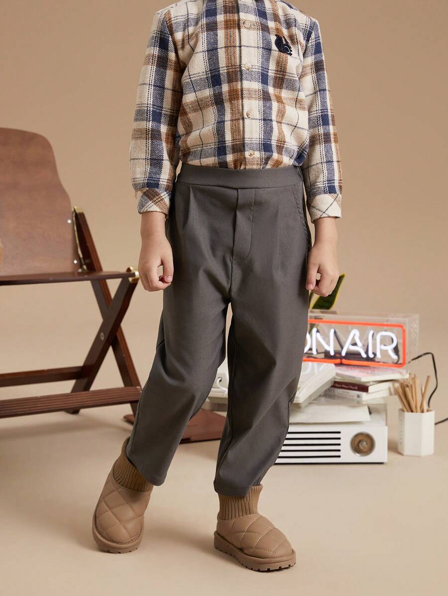 PrepCrw Kleine Jungen Graue, weihnachtliche Hose mit elastischem Bund im College-Stil, Herbst/Winter