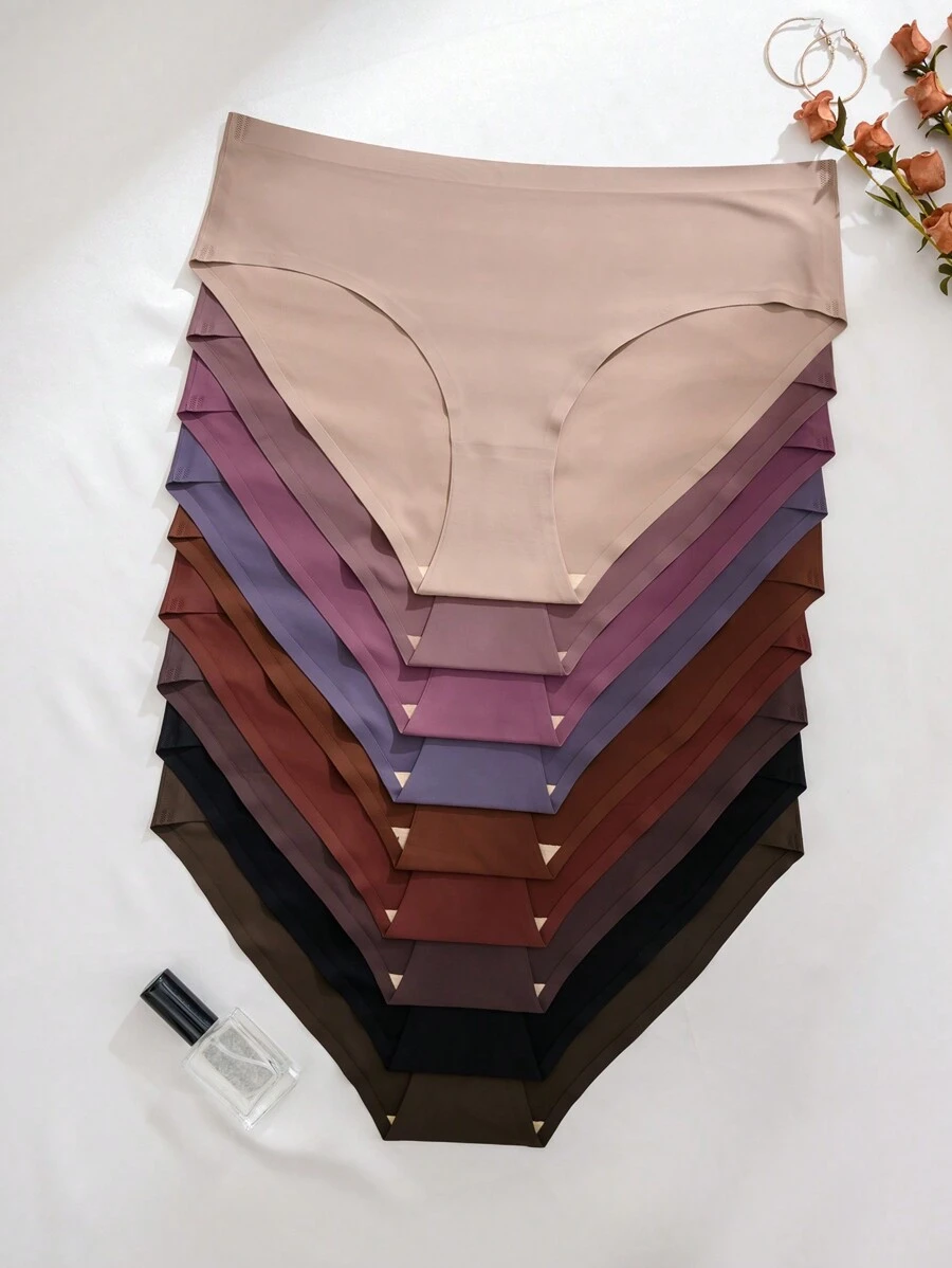 Set de 9 piezas de pantis triangulares sin costuras de talla grande, serie casual