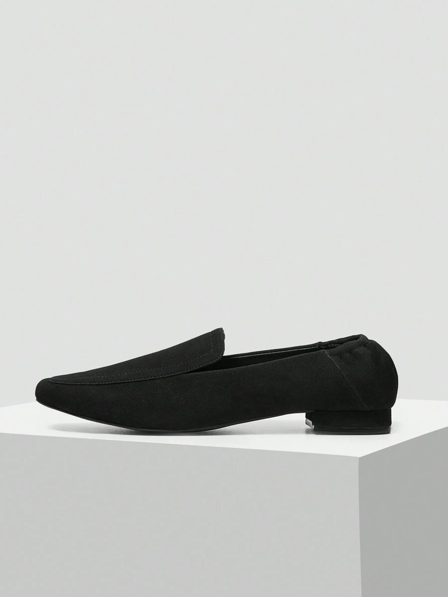 MOTF PREMIUM EENVOUDIGE BASIS COMFORTABELE MODE COMMUTE ZWARTE KUNSTSUÈDE LOAFERS MOCASSIN VIERKANTE NEUS PLATTE SCHOENEN VOOR KERST EN NIEUWJAAR VAKANTIE VIBE HERFST EN WINTER