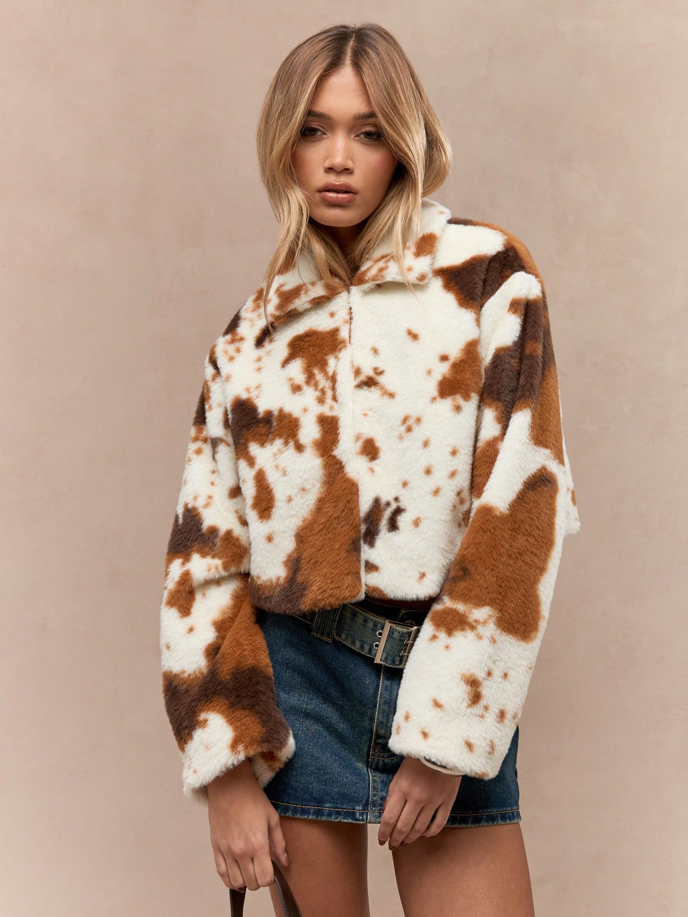 MISSGUIDED Premium Faux Fur Crop Coat With Western Cowgirl