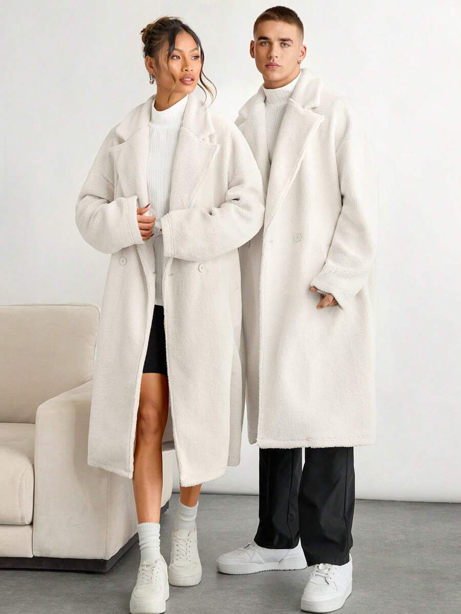 Manfinity INSISELF Chaqueta unisex de hombros caídos de terciopelo de mijo suelta y larga