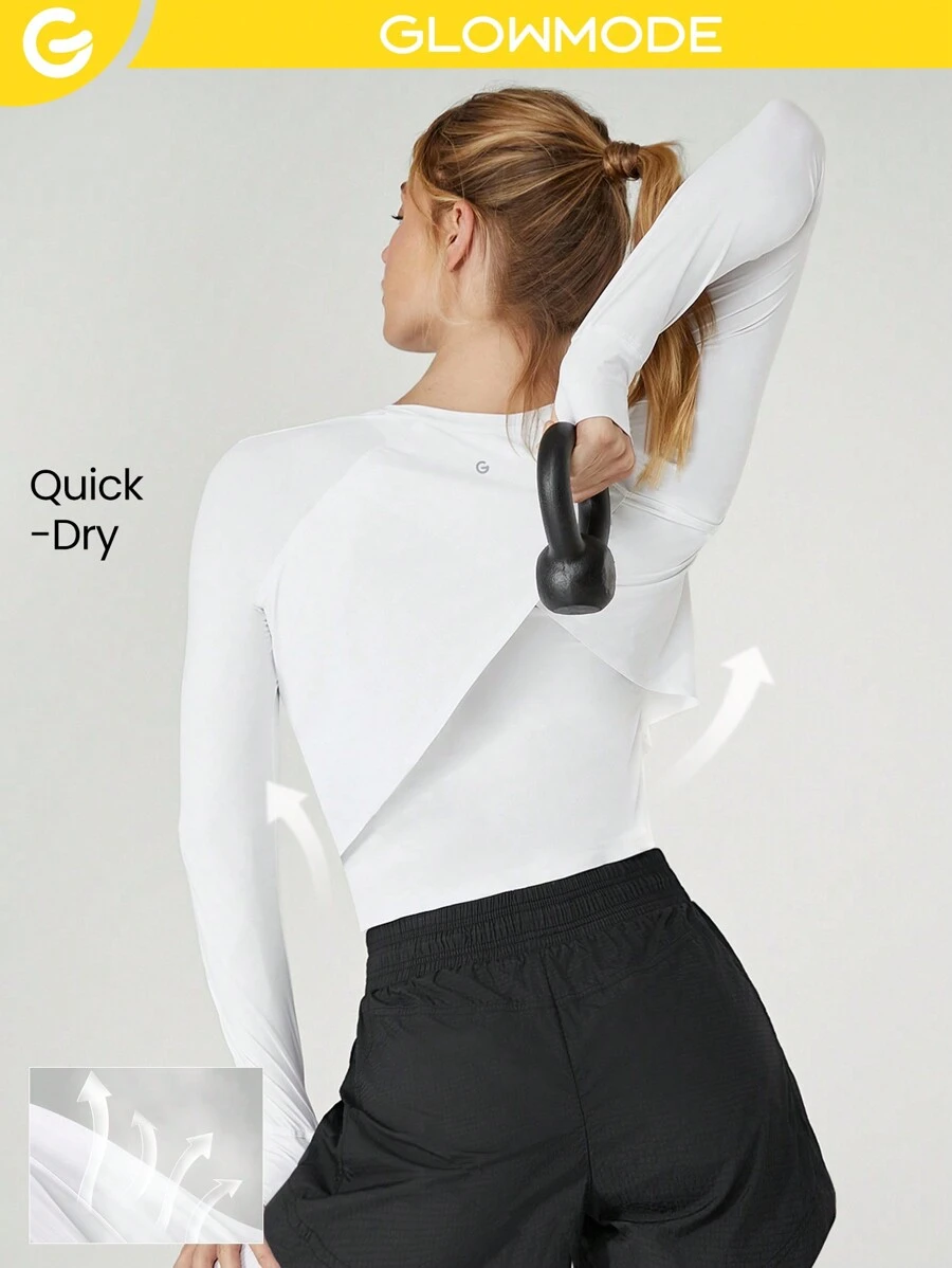 GLOWMODE Quick-Dry Cool-Touch Drop Shoulder Long Sleeve Running Tee With Thumbholes