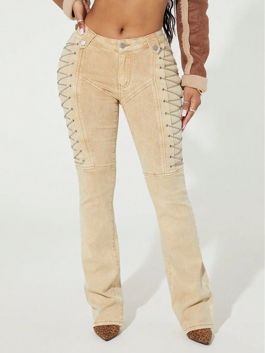 SHEIN SXY Vrouwen Casual Front Button Simple Denim Jeans, Voor Dagelijks Gebruik