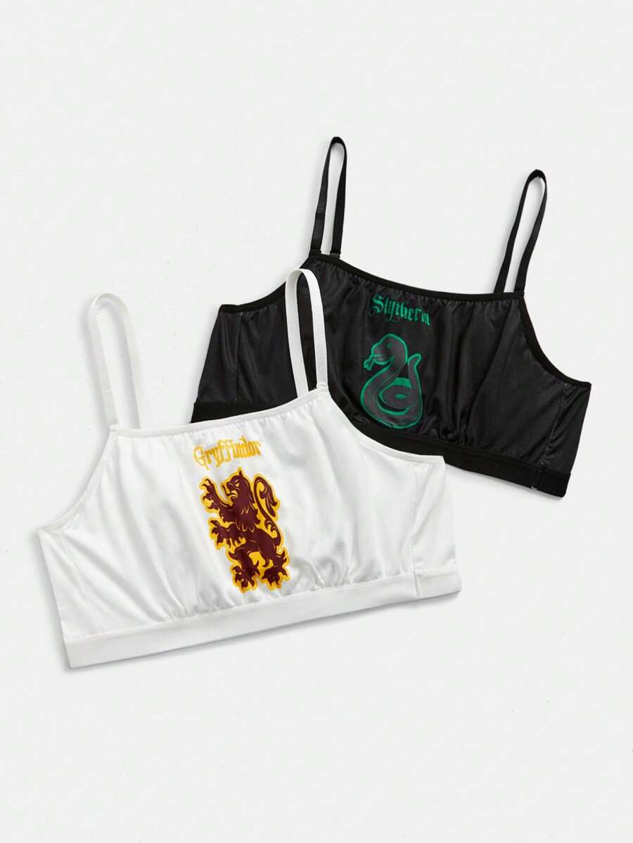 HARRY POTTER X SHEIN Conjunto de sutiã camisola com estampa de animal e letras para meninas pré-adolescentes 2 peças/conjunto