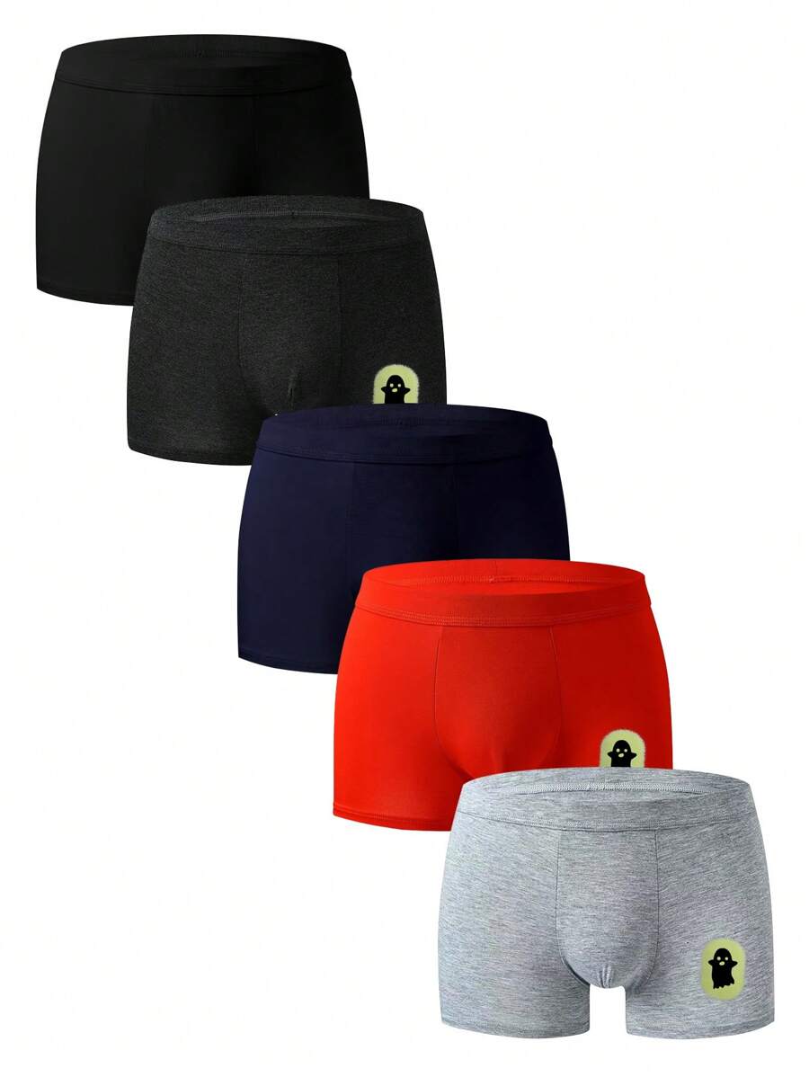 Set de 5 bóxers transpirables para hombres, shorts de ropa interior tallas grandes para uso diario casual