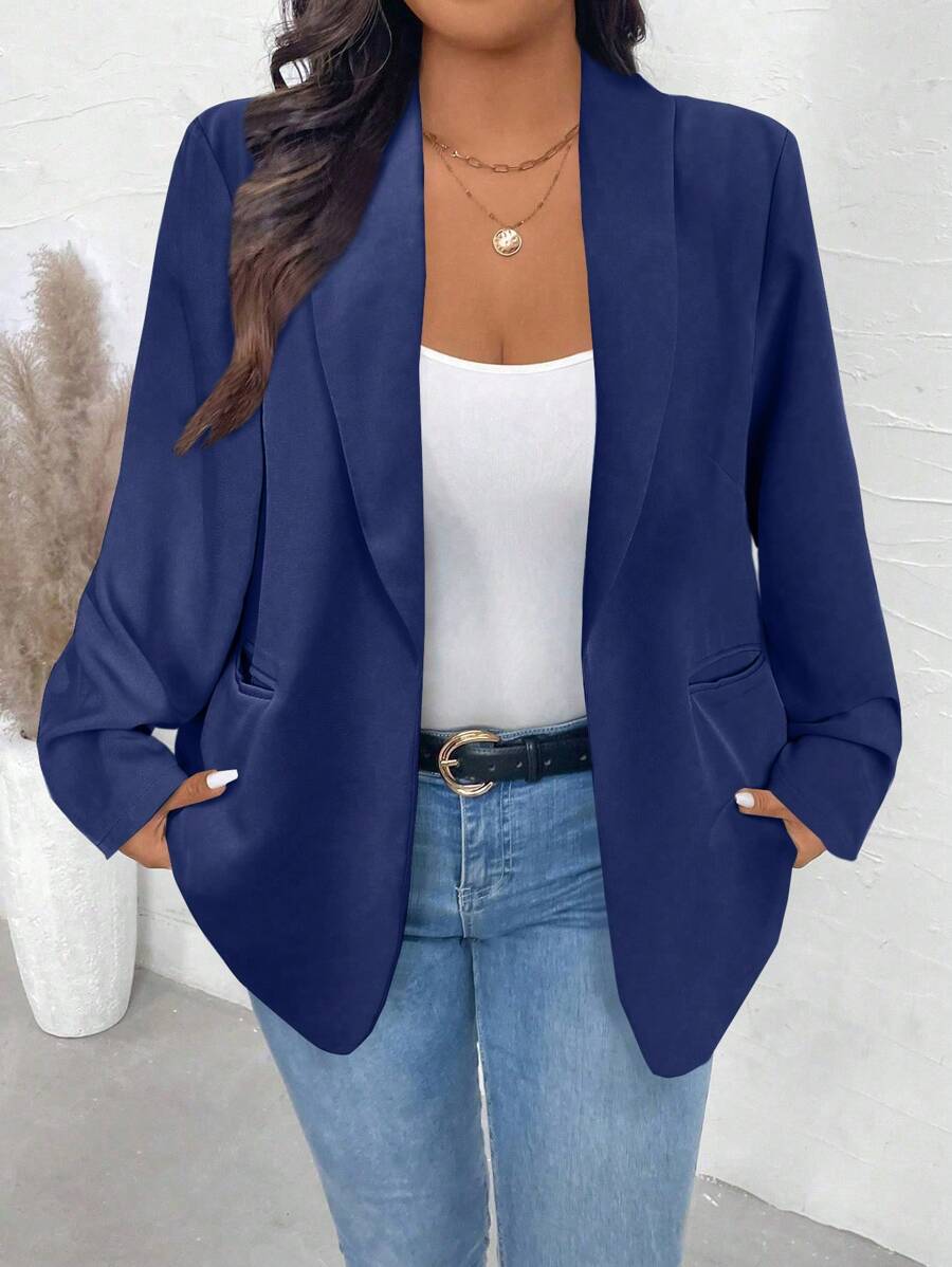 Calvaya Blazer grande taille femme à manches longues, col châle, avec poches
