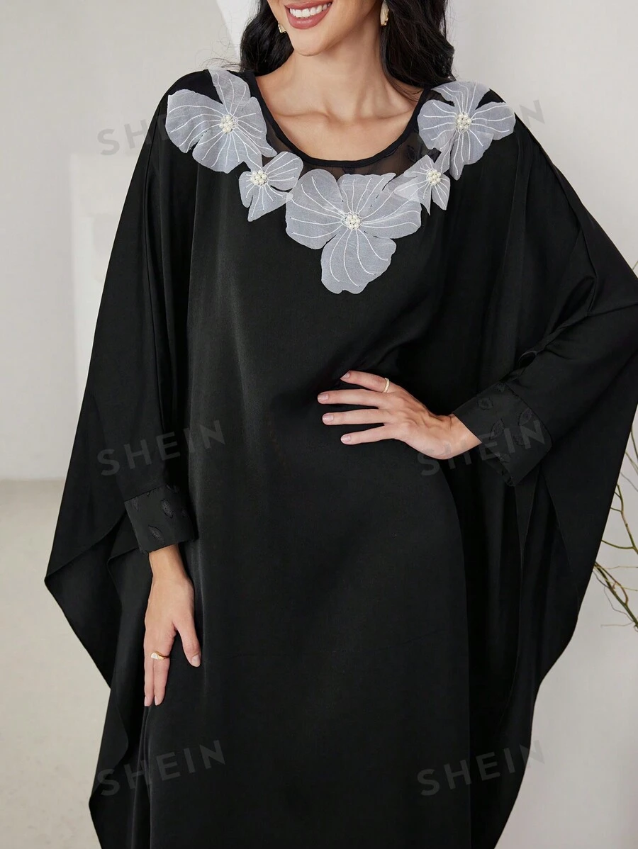 Al Najma Vestido árabe de manga larga de corte tradicional con abertura lateral, color liso, vestido de estilo modesto tipo caftán y jalabiya para uso casual diario