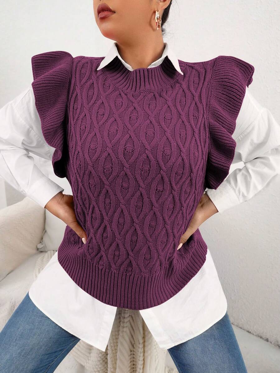Celure Jersey de punto sin mangas de unicolor para talla grande