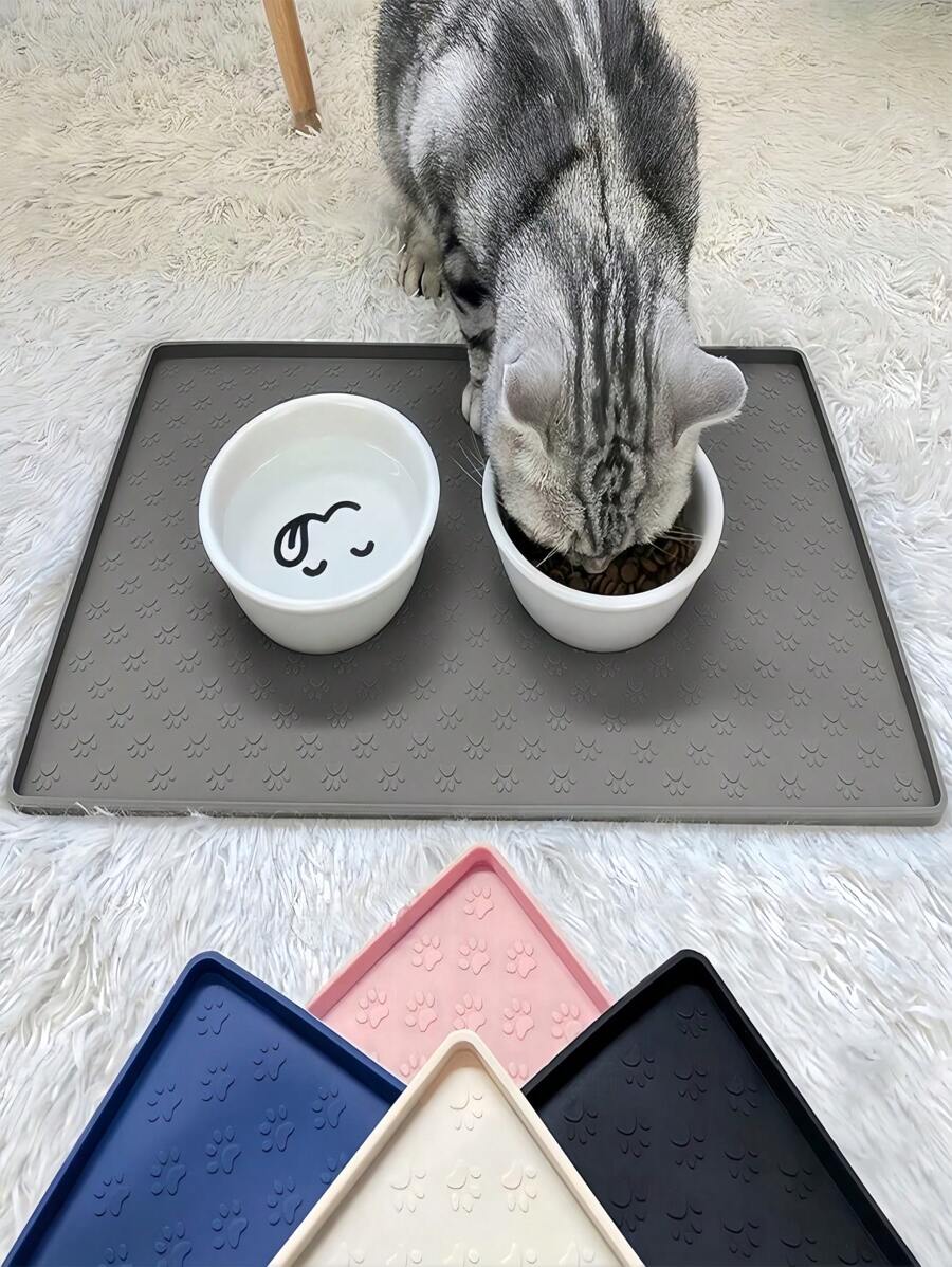 1pc Silicone Paw Detail Pet Placemat Dog Pads With Raised Edges Are Used To Prevent Spills Food&Water Cat MATS Protect The Floor Christmas For Holiday Gift Giving