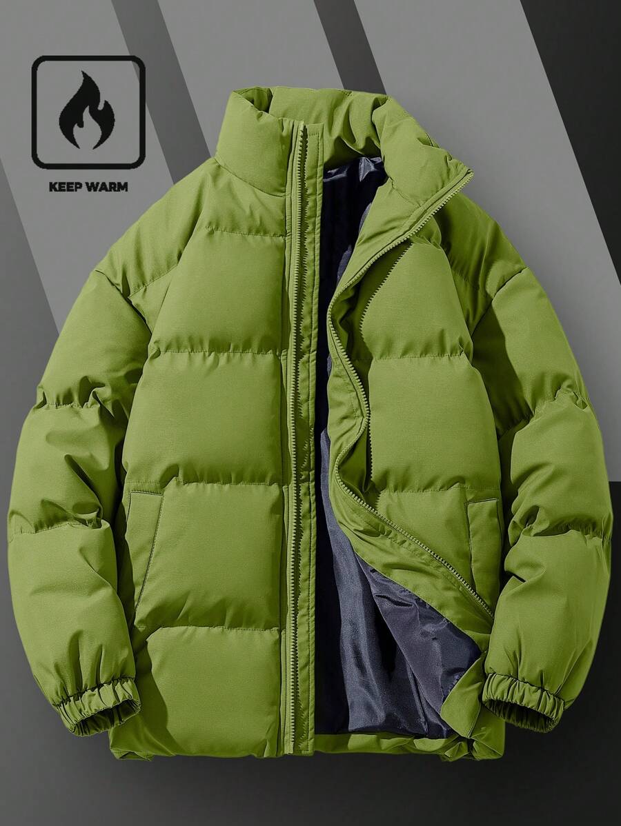 Manfinity Homme Chaqueta acolchada holgada con bolsillo ladeado para hombre