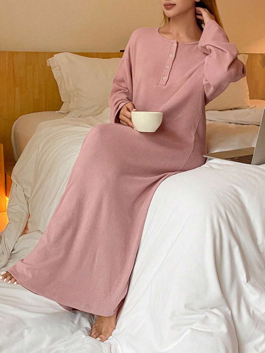 DAZY Minimalist Loose Half-Placket House Dress