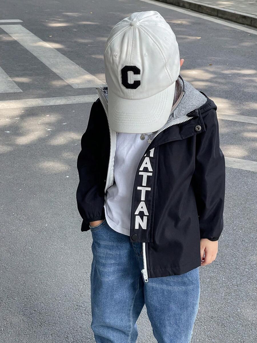 1 pieza Chaqueta térmica casual y cálida para niños pequeños, adecuada para volver al colegio, cumpleaños, baby shower, temporada de otoño/invierno