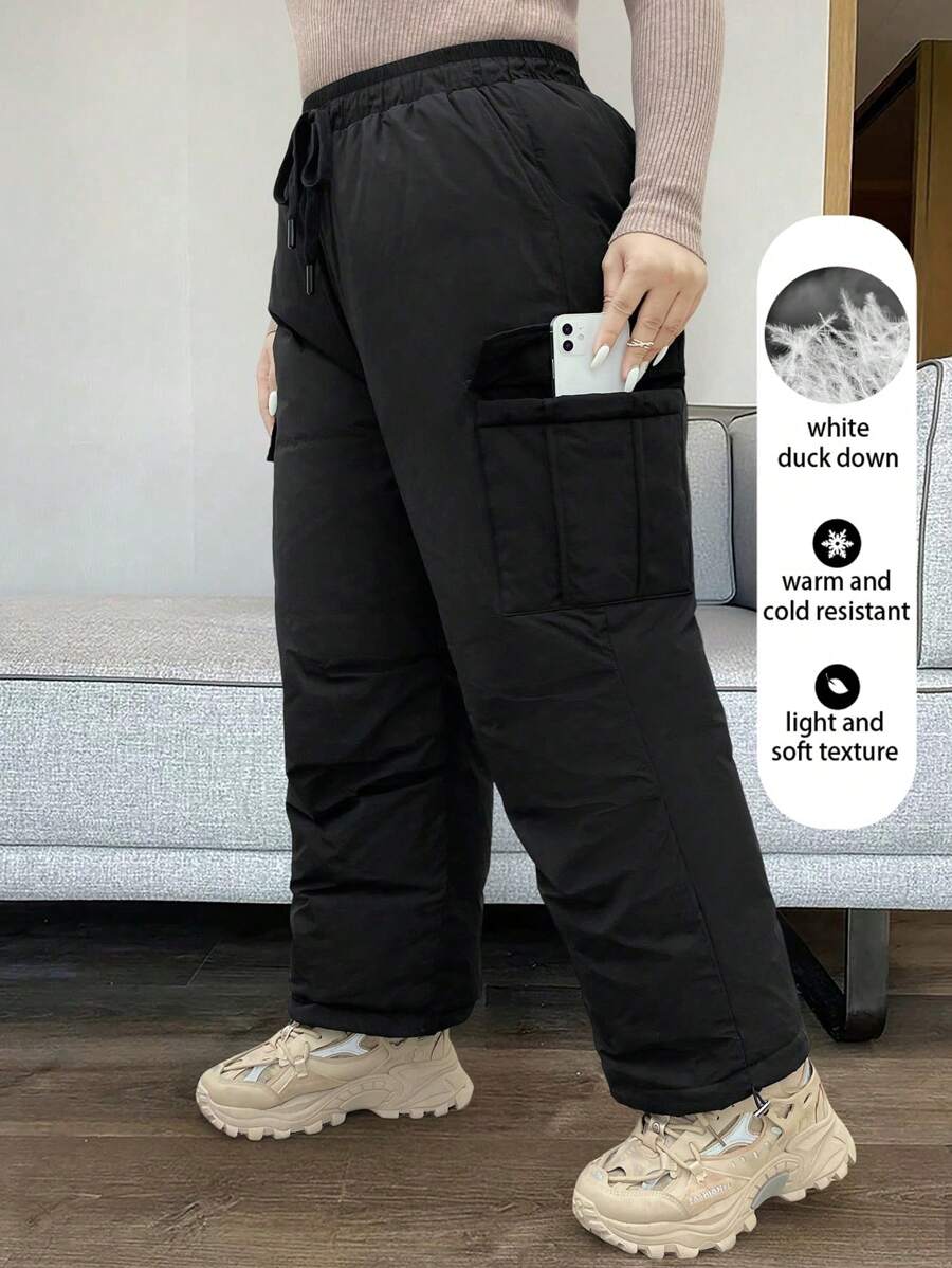 Flirla Pantalones con plumón para servicios, versátiles y a prueba de viento para actividades al aire libre en invierno
