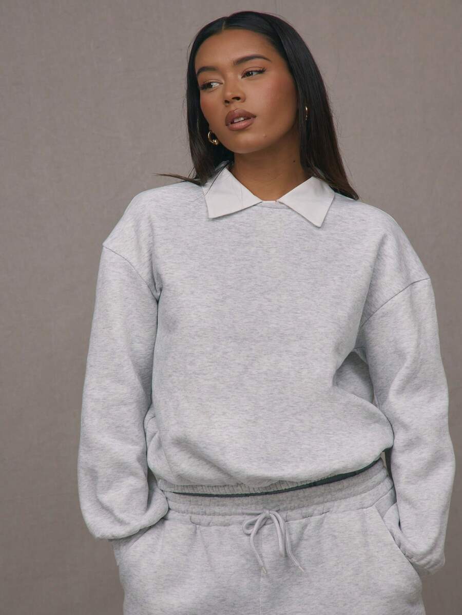 MUSERA Round Neck Drop Shoulder Oversize Sweatshirt