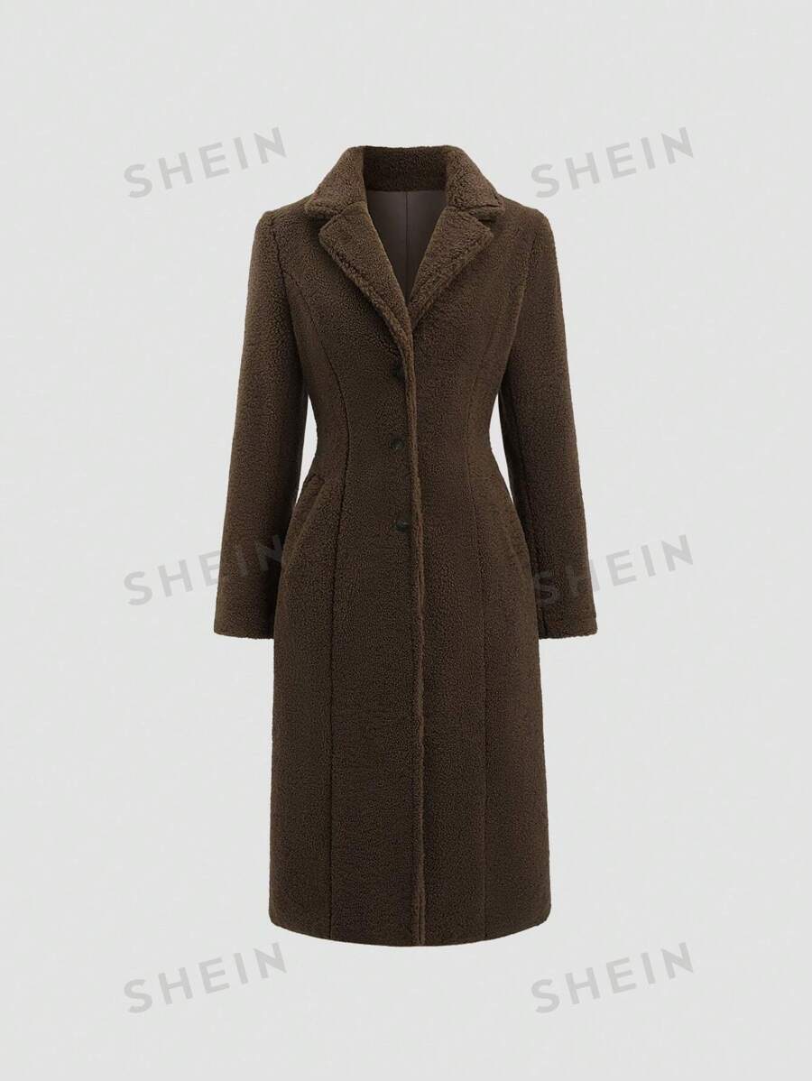 Flirla Chaqueta de mujer casual y versátil de lana para otoño/invierno, de un solo botonadura, solapa sencilla, cómoda y cálida, color caqui