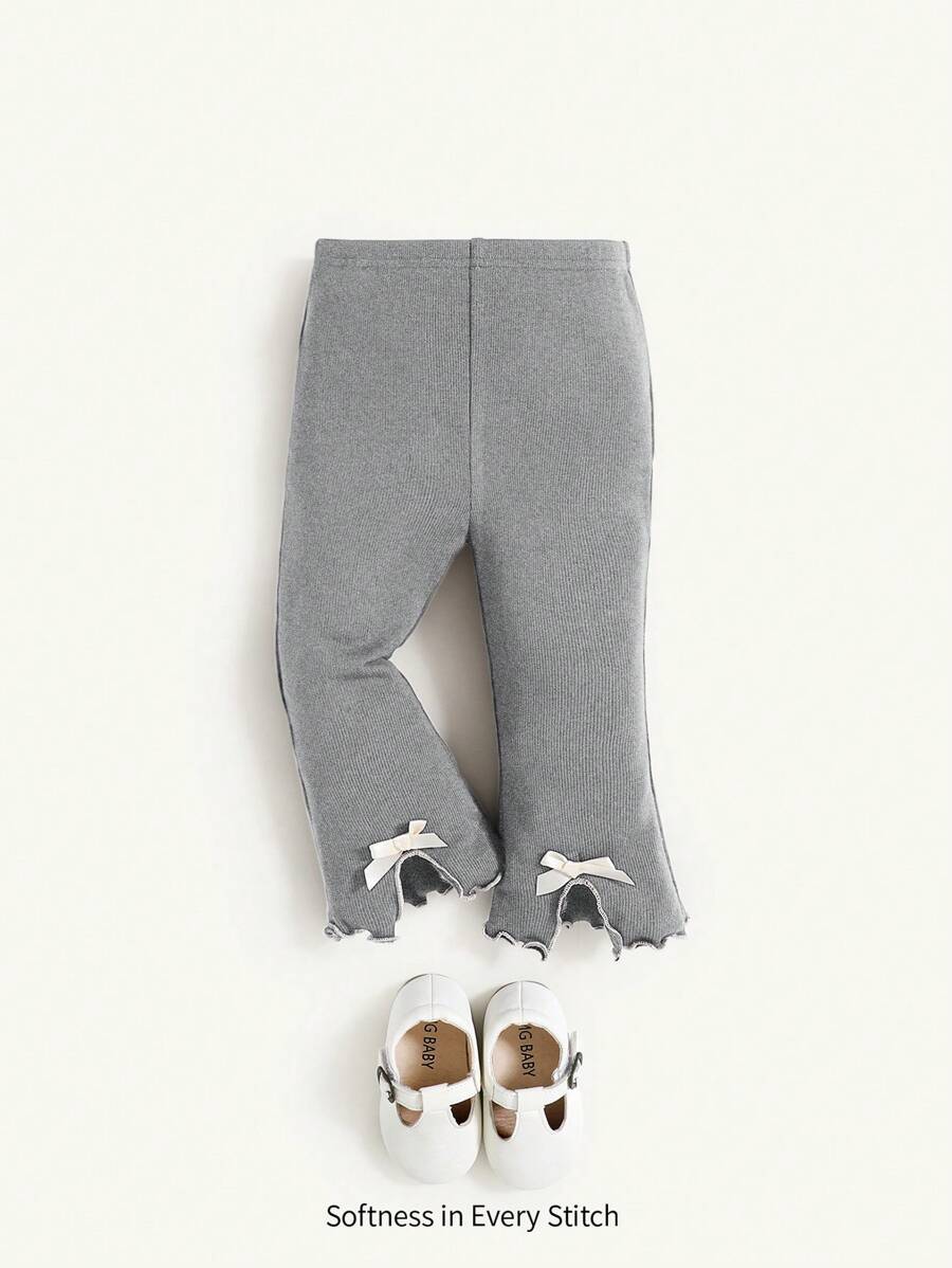 Cozy Pixies Baby Girl Contrast Color Bow Elastic Waist Casual Pants