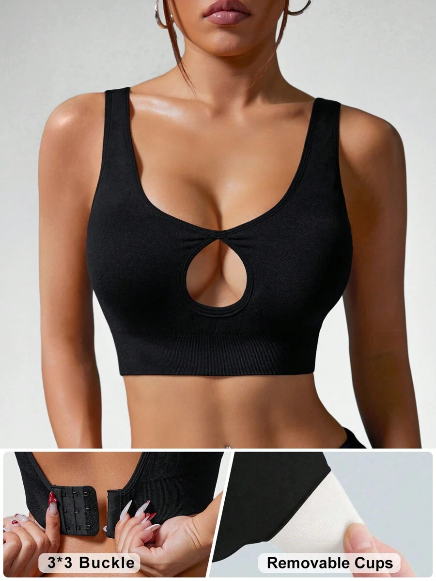 SHEIN Sport Studio Seamless Low-Cut Backless Adjustable Sports Bra