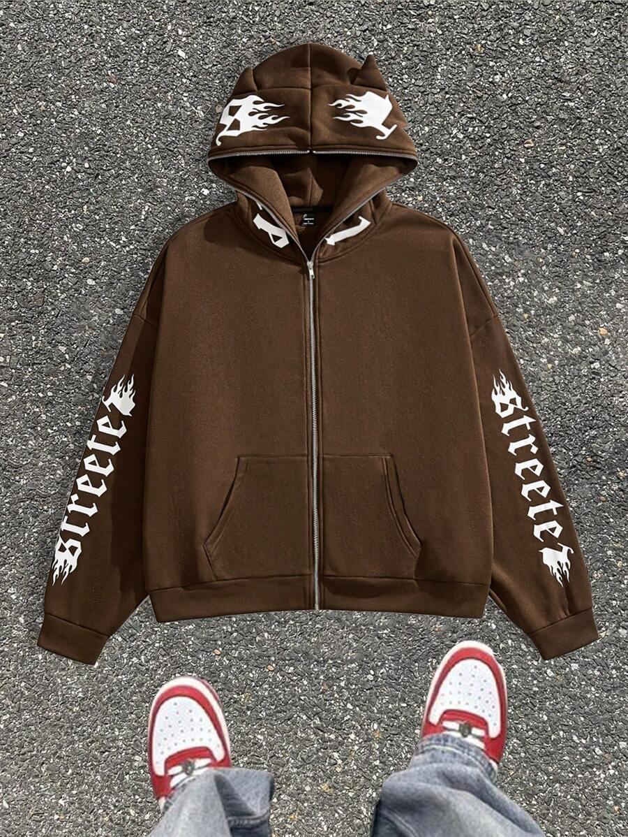 Manfinity VCAY Men's Loose Knit Letter Print Long Sleeve Sweatshirt Sweatshirt