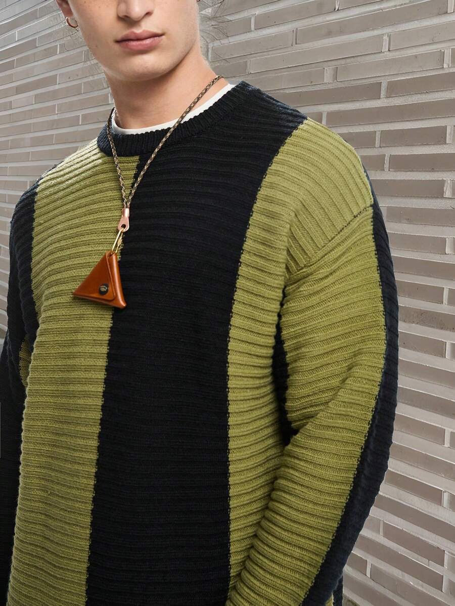 Manfinity VCAY Suéter de punto de manga larga con estilo informal para hombre
