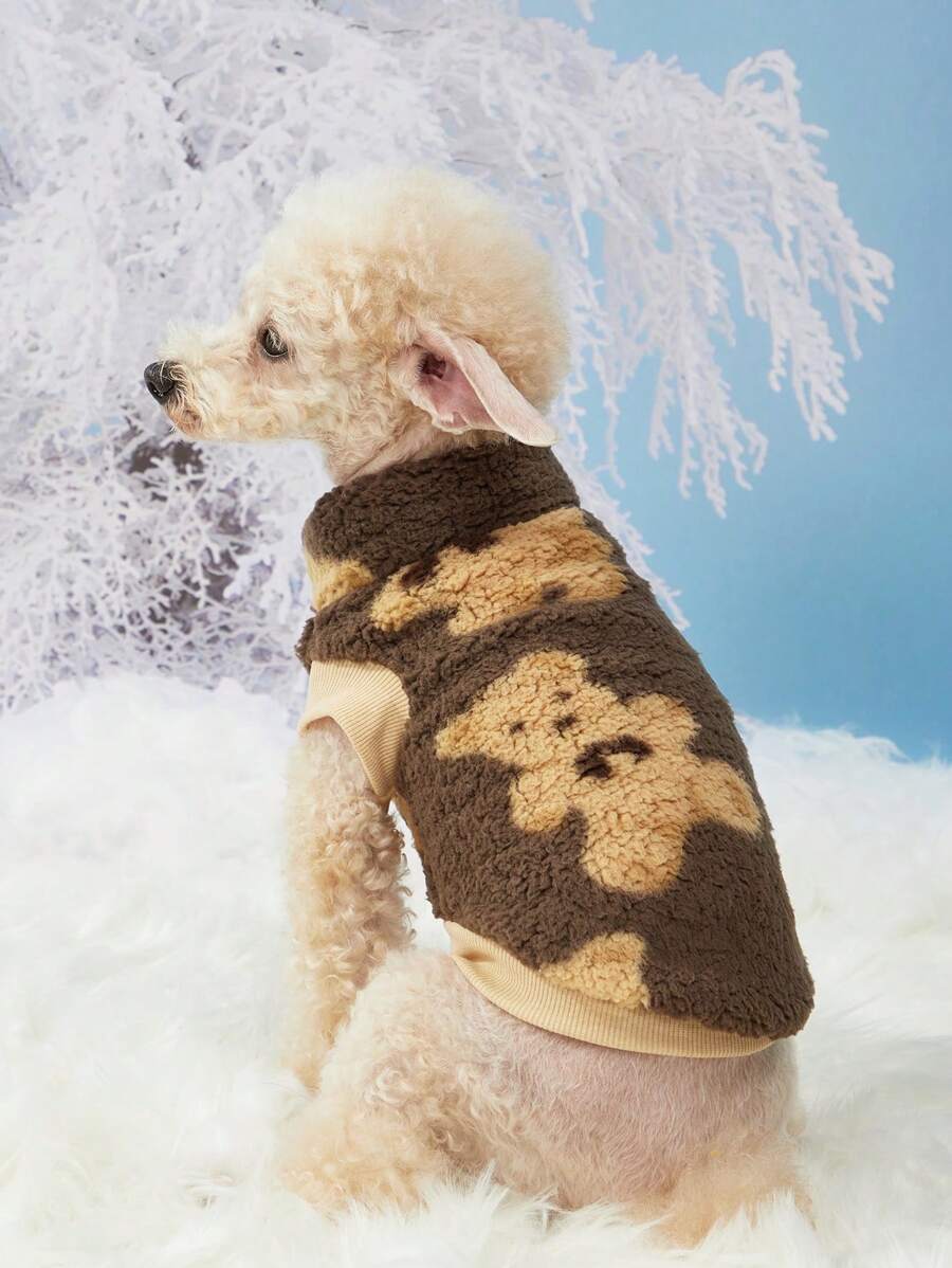 PETSIN Huisdier Bruine Beer Fleece Warm Mouwloos Vest Jas
