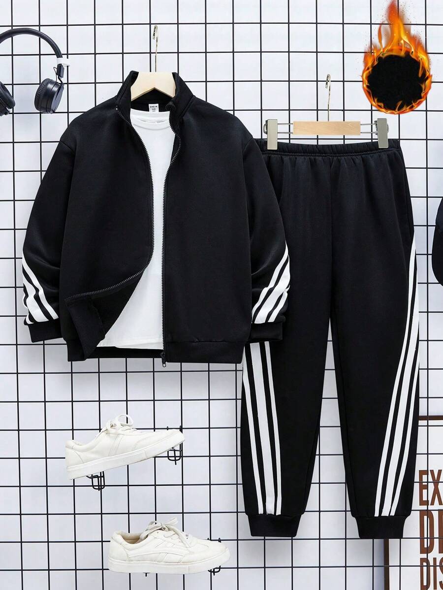 Manfinity VCAY 2pcs Men's Knitted Casual Loose Long Sleeve Cardigan & Drawstring Waist Straight Leg Pants Suit Set