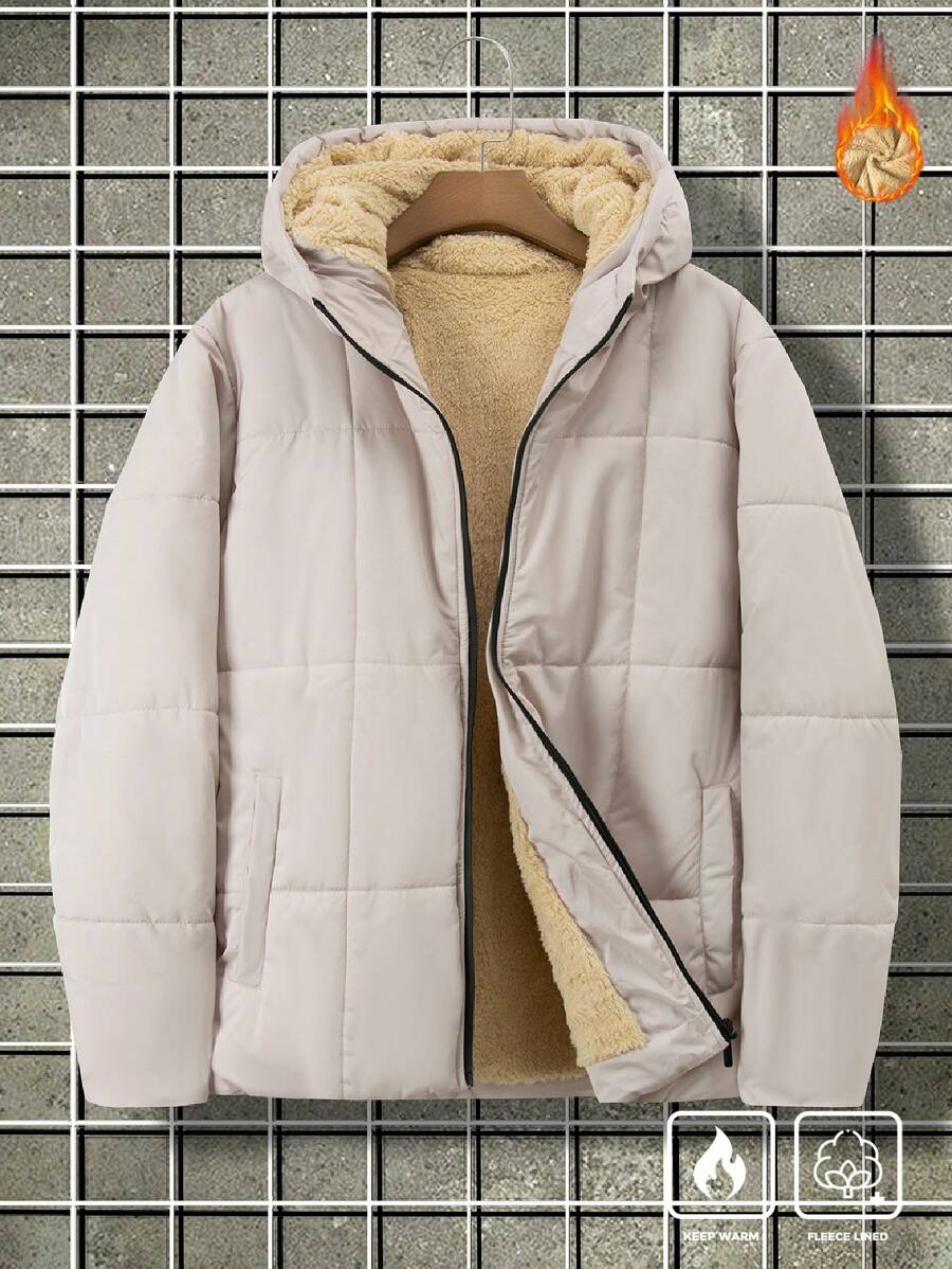 Manfinity Homme Plus Size Men's Hooded Thermal Lined Padded Coat