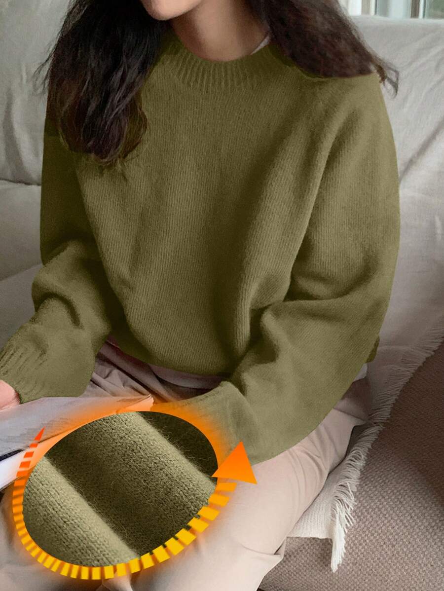 DAZY Women's Casual Everyday Solid Color Warm Regular Knit Sweater, Autumn/Winter