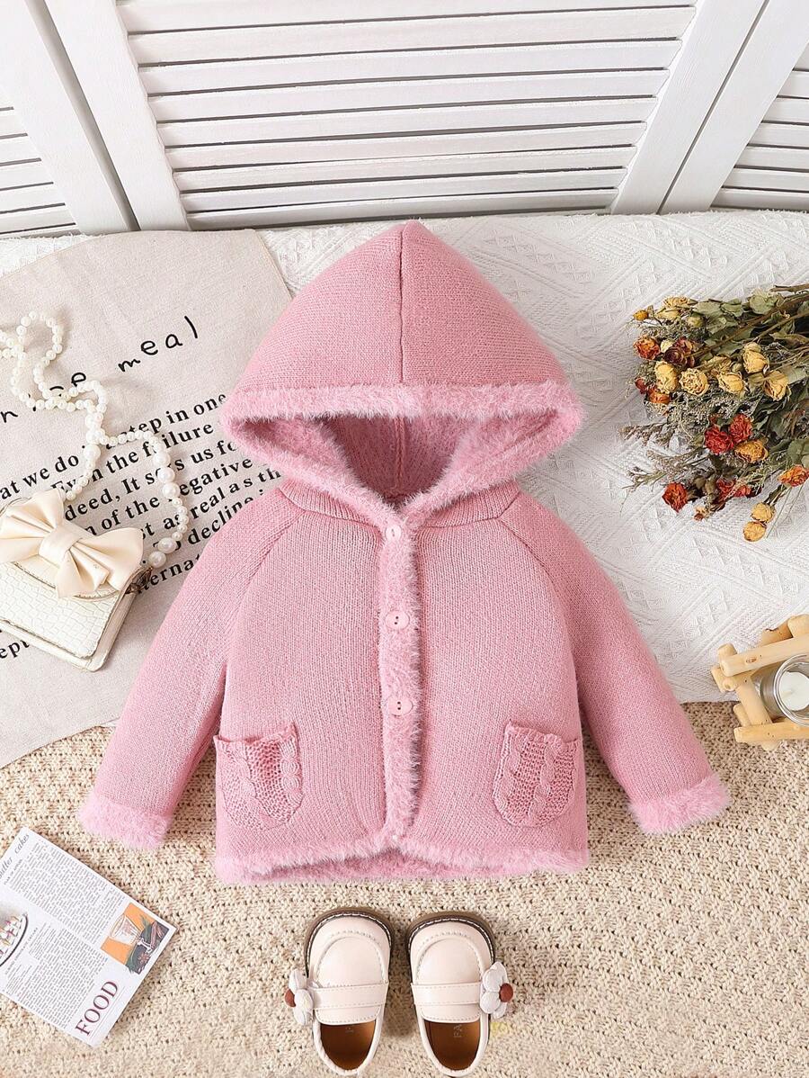 Babymeisje Warm Fleece Capuchon Cardigan Sweater Jas, Ontworpen Voor Praktische Warmte In Herfst/Winter. Het Thermisch Gevoerde Ontwerp Biedt Warmte En Koude Bescherming.
