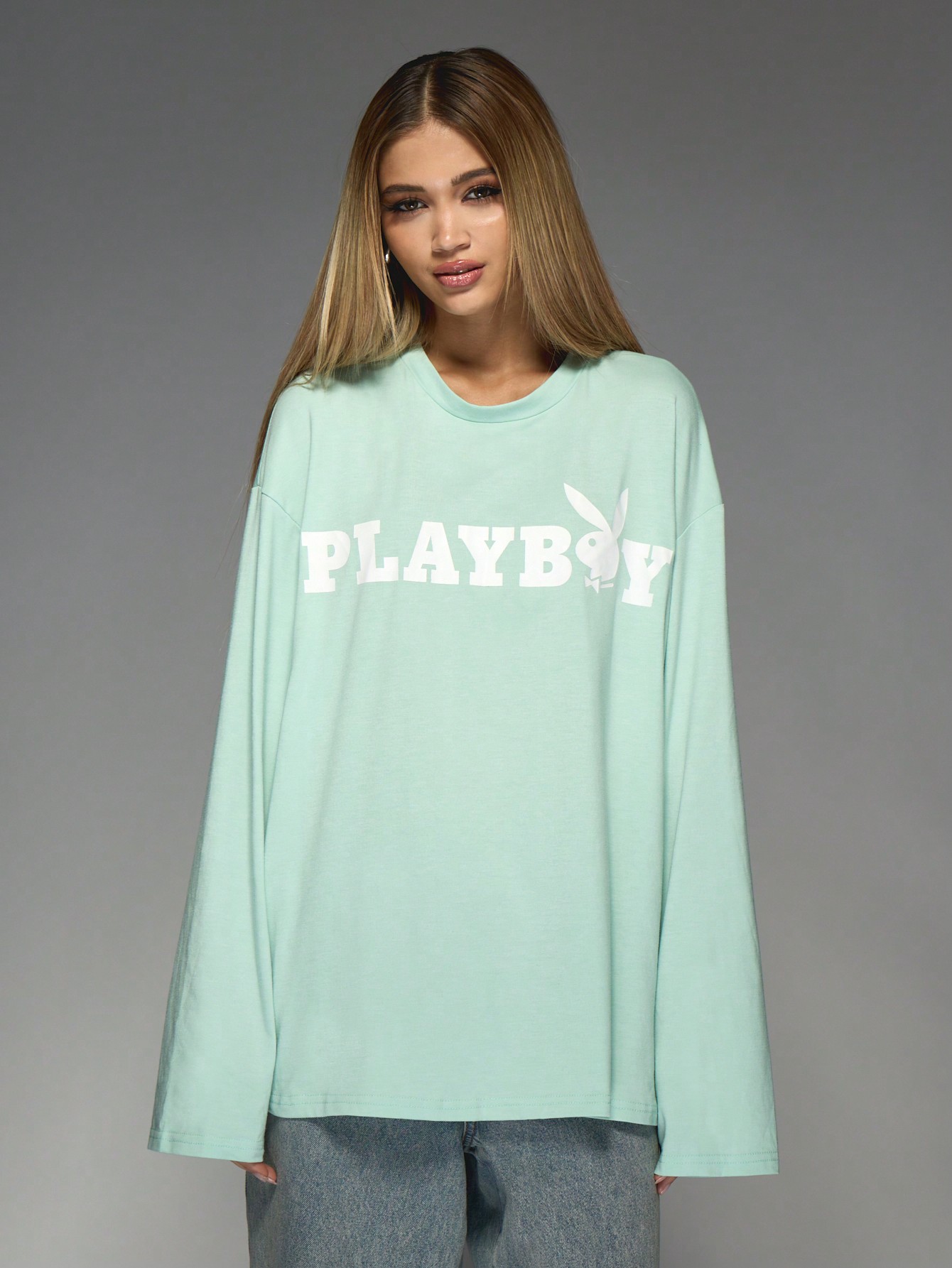 Missguided x Playboy Oversized Long Sleeve T-Shirt With Logo