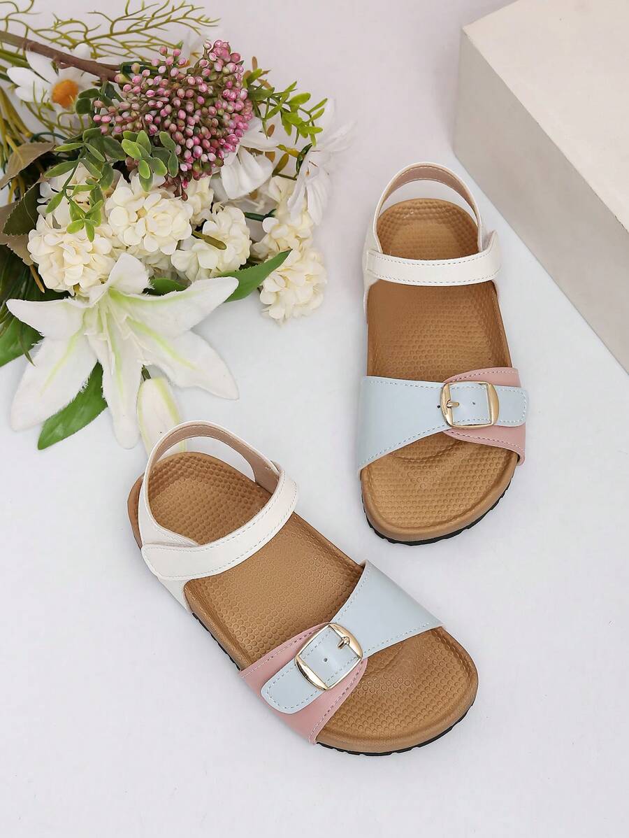 Girls Sandals Kids Princess Style Summer New Open Toe Flat Beach Sandals For Toddlers & Little Girls
