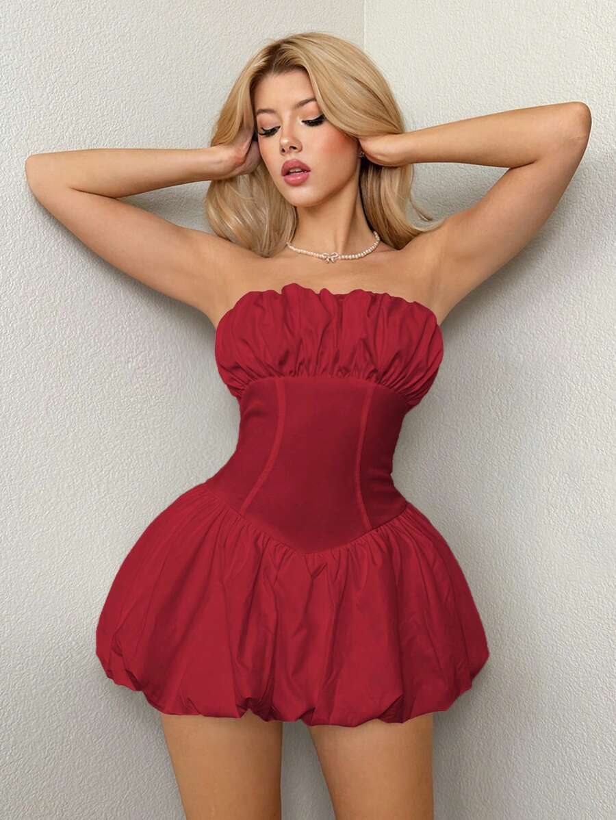 Sweetina 1pc Ruched Cloud Print Spaghetti Strap Fitted Dress