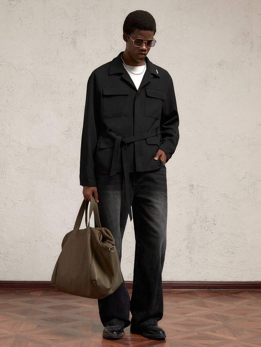 AKNOTIC Business Casual Chaqueta holgada de cuello vuelto, de ajuste relajado y de apertura frontal para hombre, adecuada para el otoño