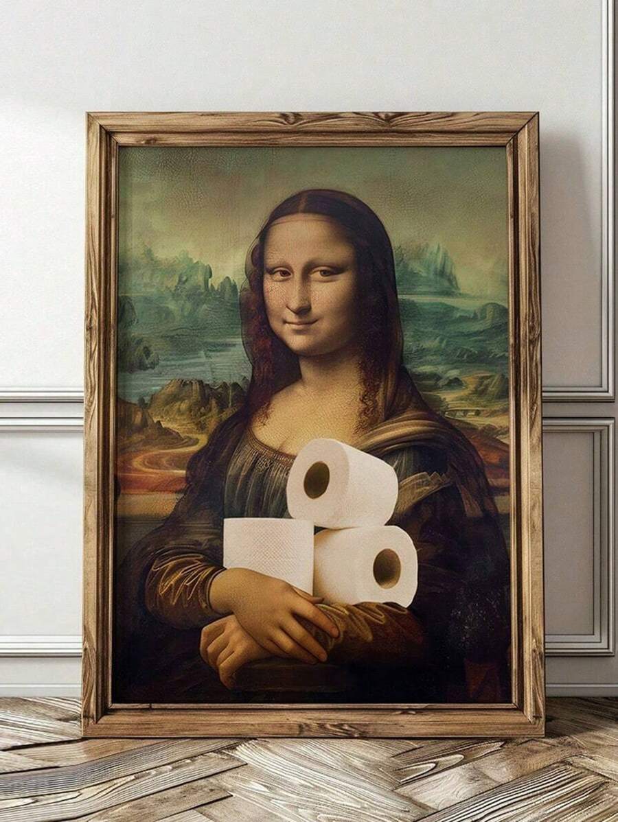 1pc Funny Bathroom Print, Quirky Bathroom Art,Mona Lisa Vintage Bathroom Art, Bathroom Humor Wall Art, Funny Bathroom Art,Bathroom Wall Decor, Festival Decor Home