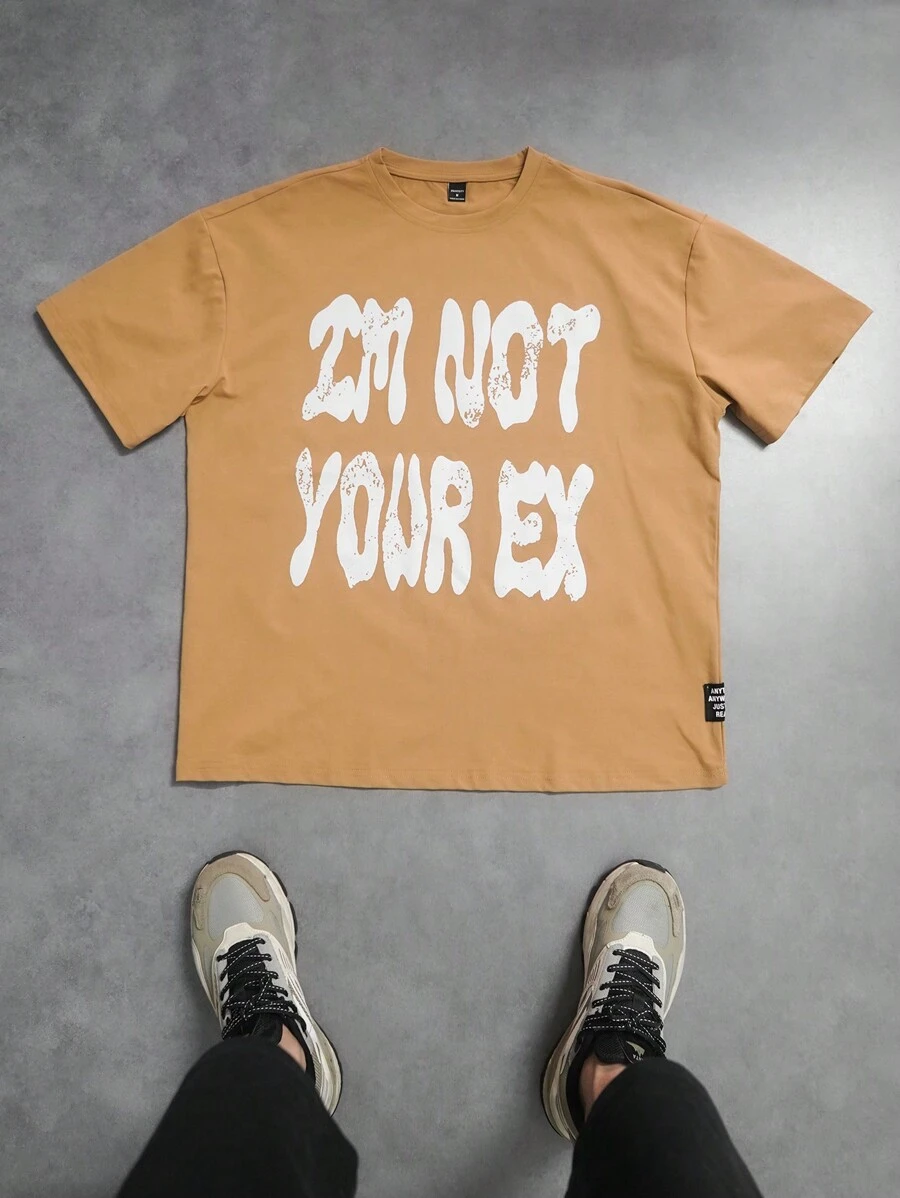 Manfinity Streetrush T-shirt graphique d'été décontracté et oversize avec slogan pour hommes