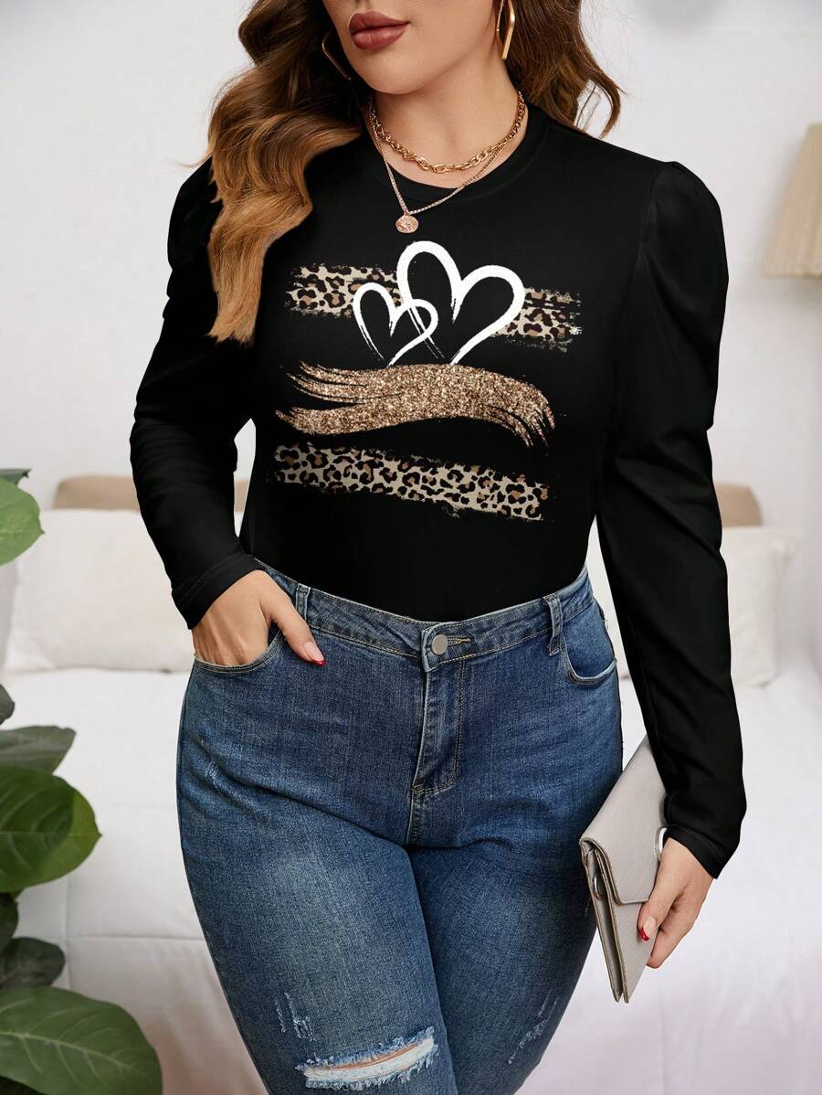SHEIN Clasi Casual Simple Plus Size Women's Solid Color Long Sleeve T-Shirt