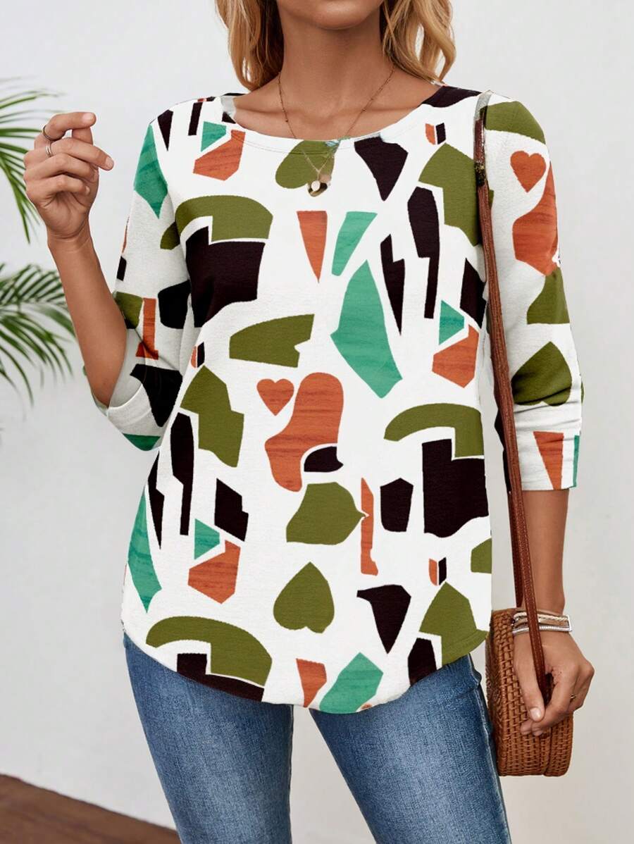 EMERY ROSE Women's Crew Neck Basic Shirt, Teacher Fall Outfits, Work Clothes
