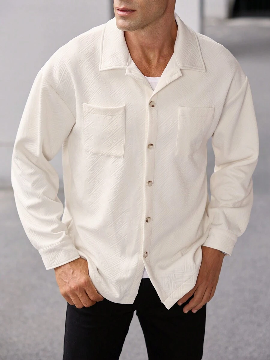 Manfinity CasualCool Chaqueta casual de hombre de unicolor con textura, adecuada para otoño