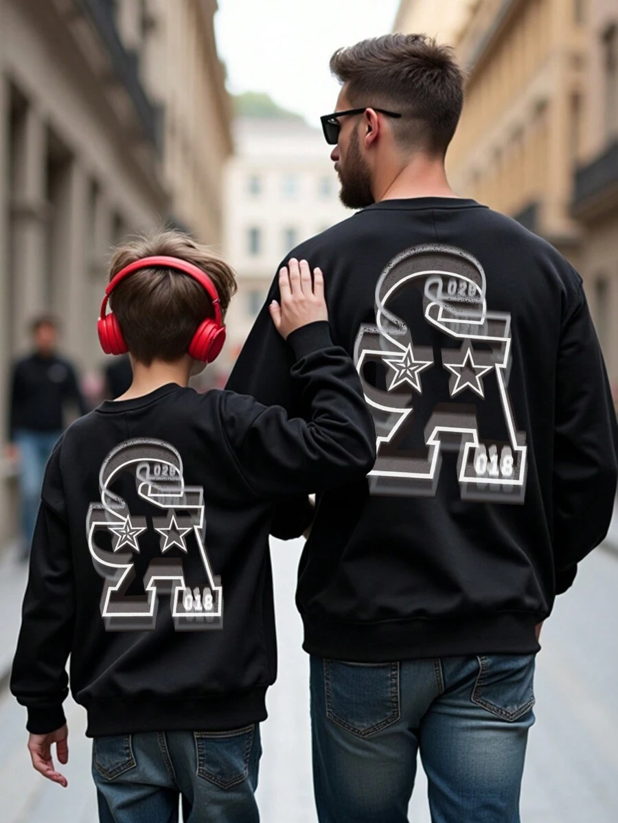 1pc Men's Fashionable Casual Street Wear Letter Print Fleece Crew Neck Sweatshirt, Autumn/Winter
