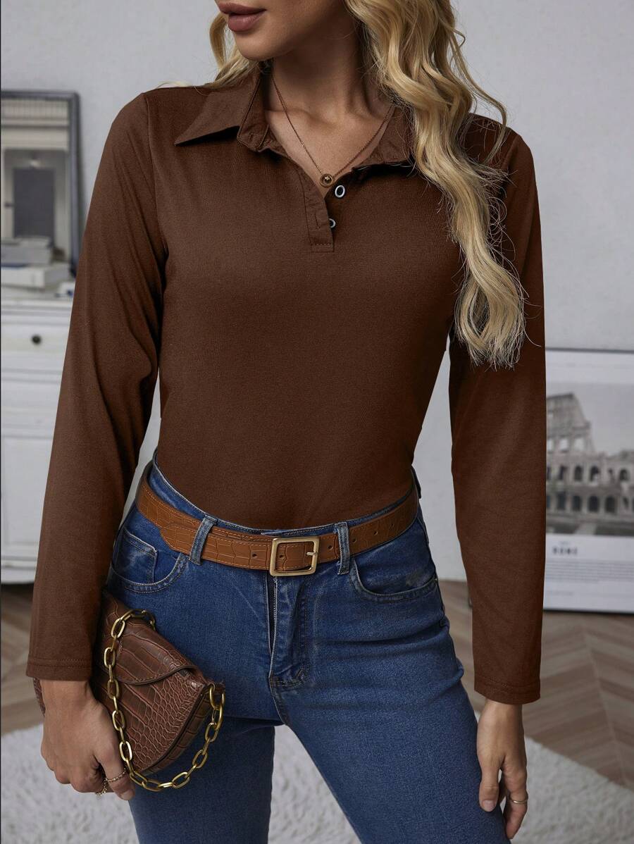 INAWLY Women Casual Commuting Long Sleeve Slim Fit T-Shirt, Autumn