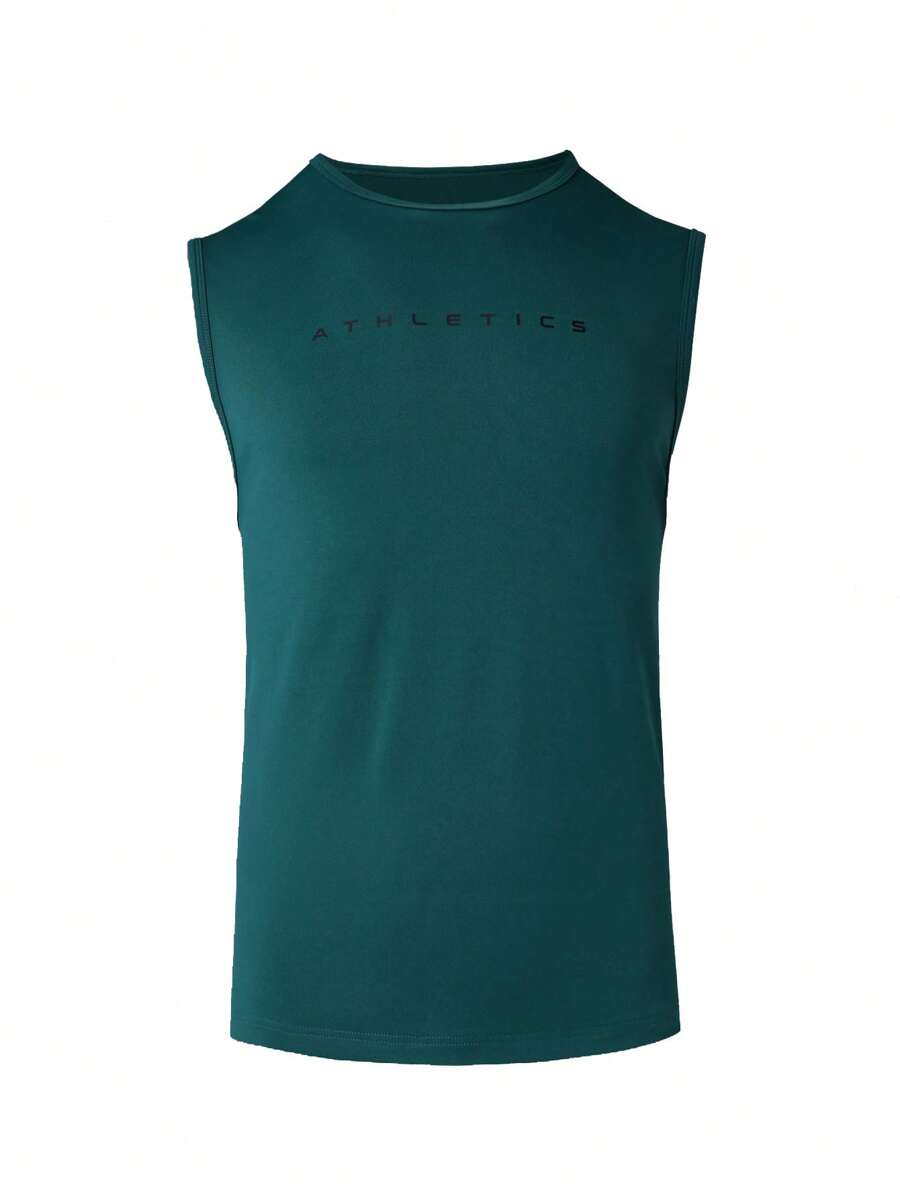 Manfinity Sport Polished Boyfriend Style Men's Casual Breathable Letter Print Sports Tank Top, Summer