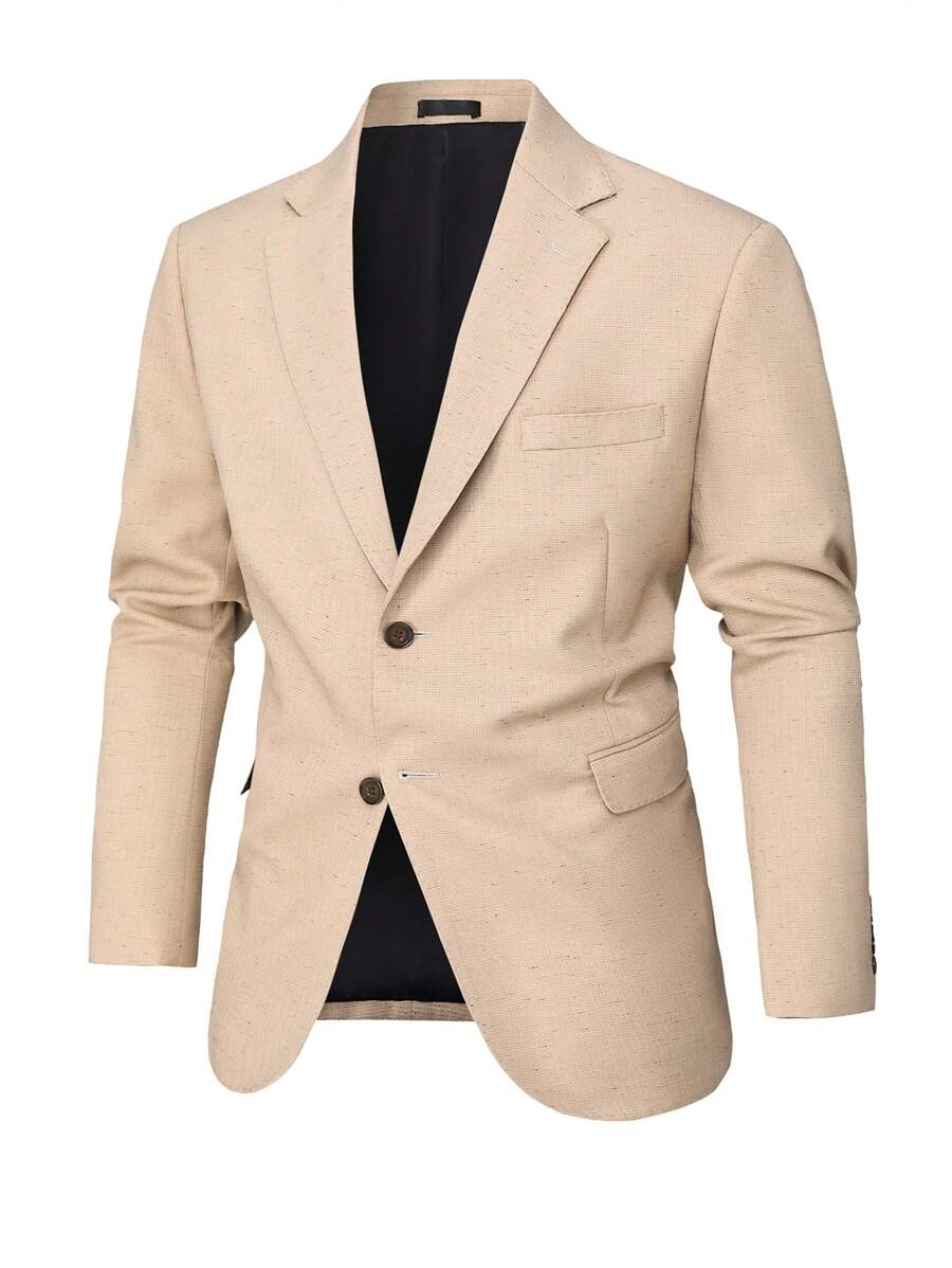 Manfinity Mode Veste de blazer casual à manches longues avec poche, à col châle, pour homme grande taille