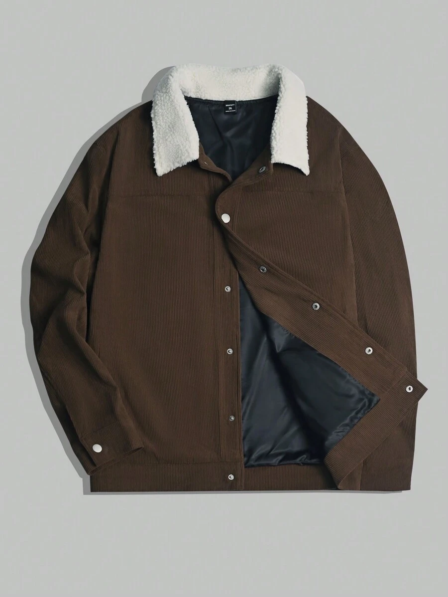 Manfinity Homme Chaqueta larga de mangas con cremallera frontal y forro térmico para hombre de talla grande, chaqueta casual de invierno para salir, regalo para amigos, esposo o novio