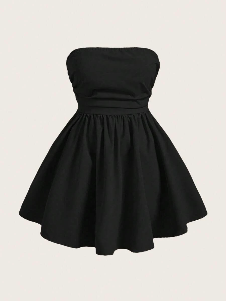 Sweetra Robe sexy sans manches, sans bretelles et sans dos, de couleur unie, grande taille
