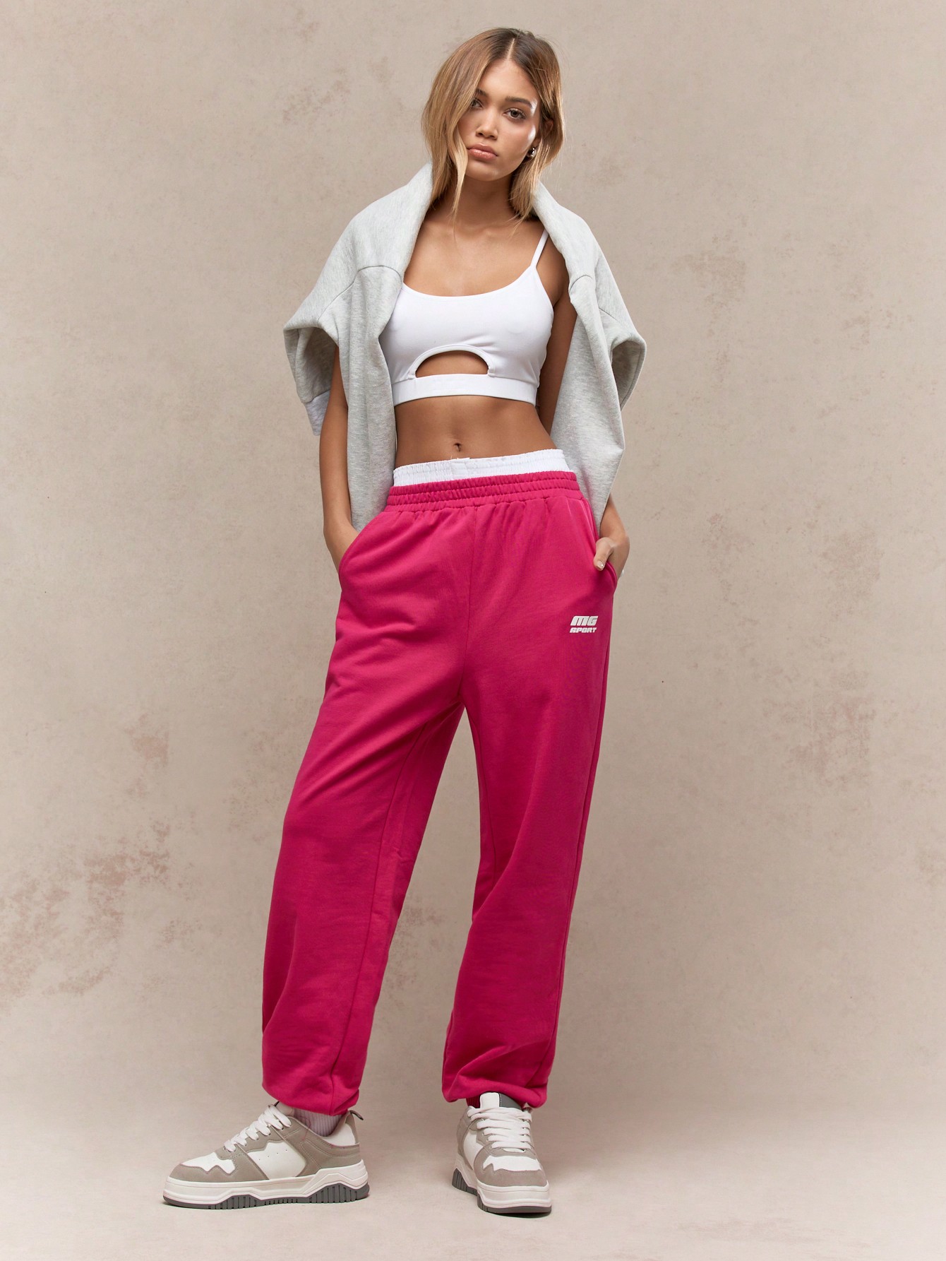 MISSGUIDED Retro Sport Relaxed Fit Logo Print Sweatpants