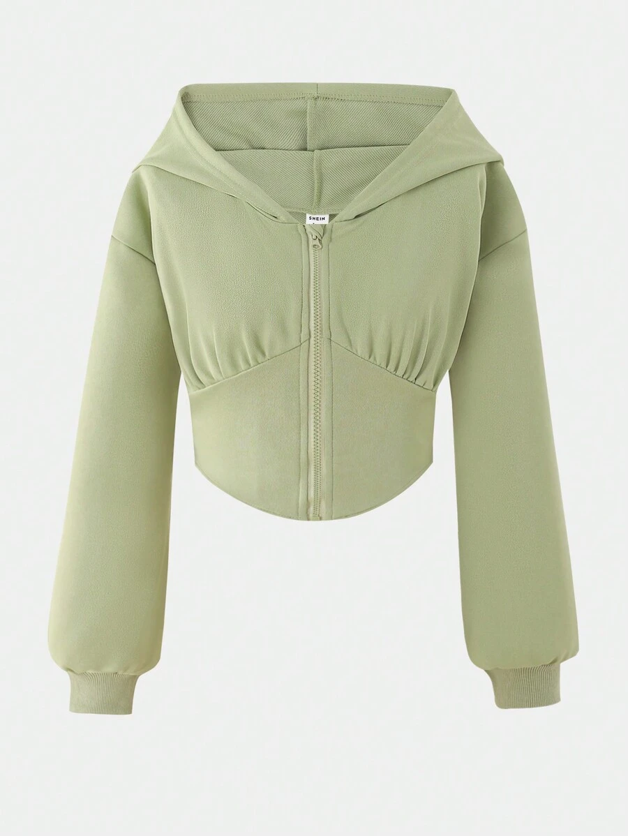 SHEIN Wildeya Sudadera con capucha informal con cordón en la cintura para adolescentes chicas