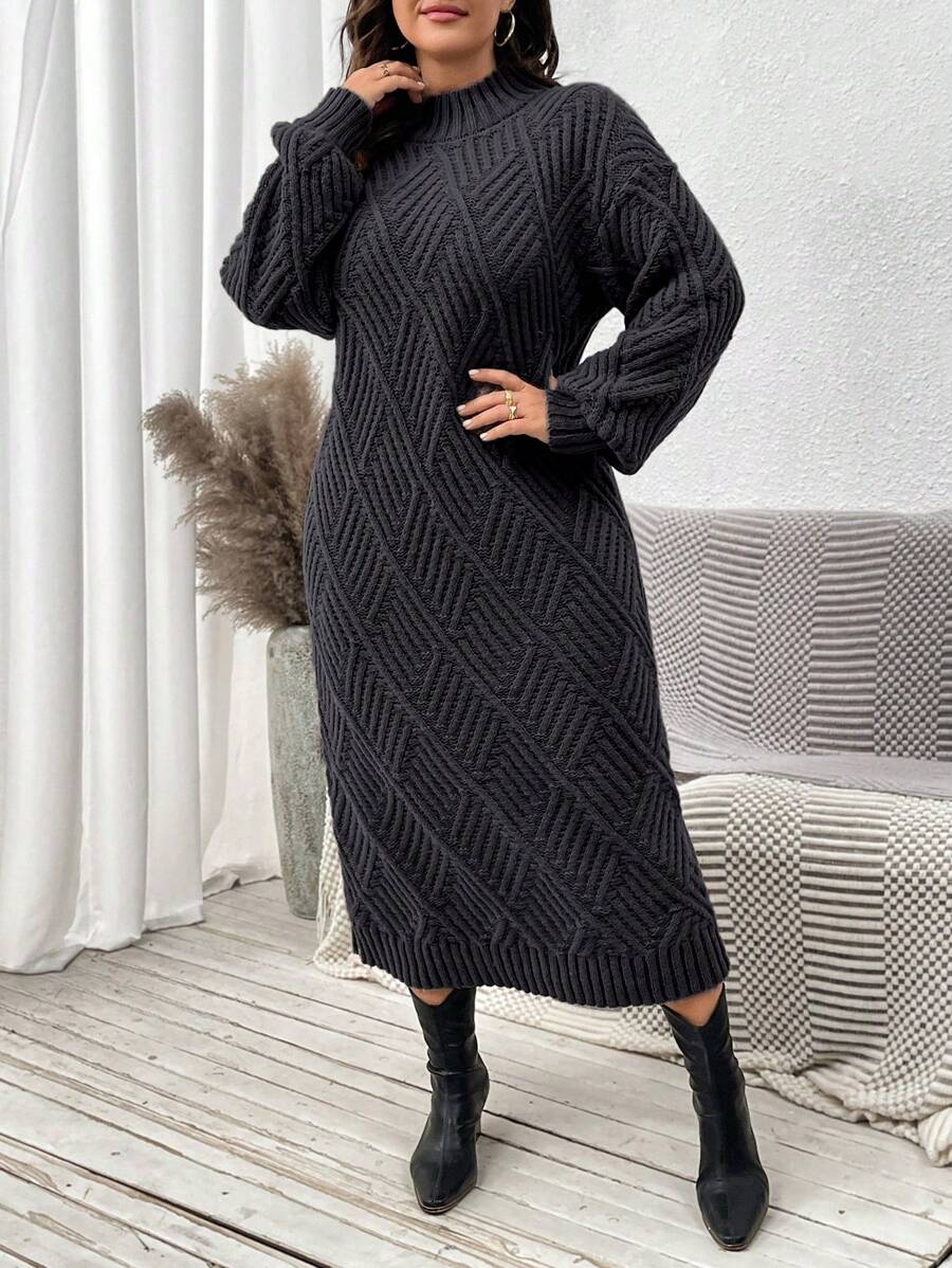Calvaya Robe-pull ample pour femme, col rond, épaules dénudées, manches longues, unie, décontractée, automne/hiver