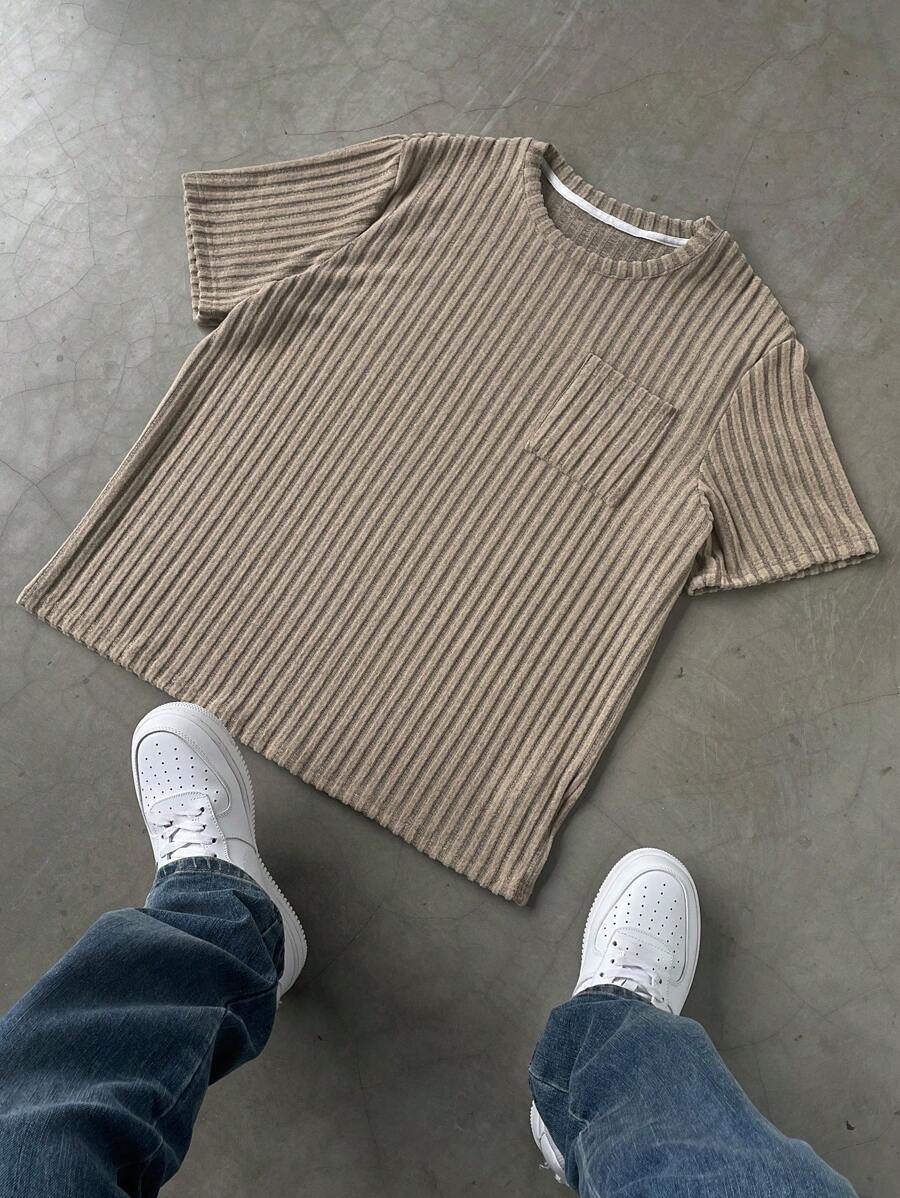 Manfinity Homme Plus Size Men Casual Solid Color Plain Short Sleeve T-Shirt, For Going Out