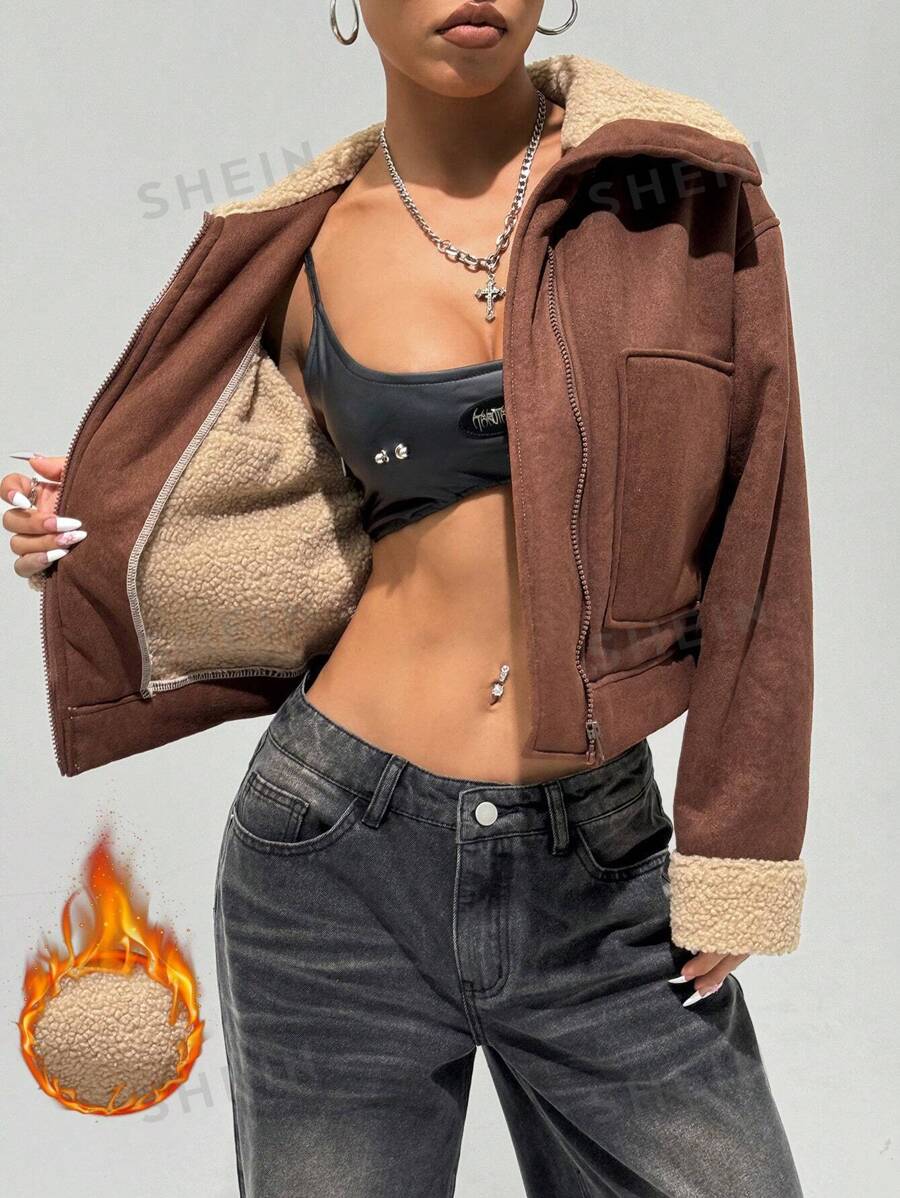 StreetHx Chaqueta vintage de mujer acolchada y con piel, para el invierno
