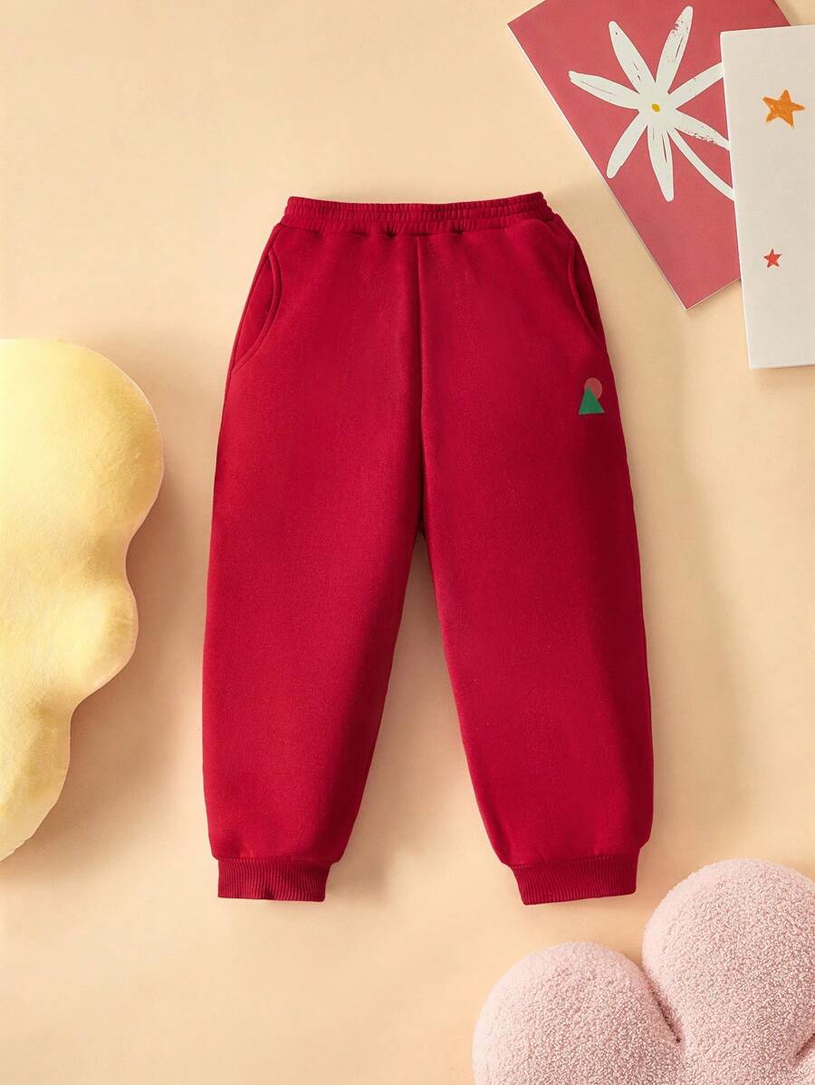 THE HAPPY LOOK Locker sitzende Jogginghose mit elastischem Bund und geometrischem Muster für Kleine Jungen, perfekt für Weihnachten & Neujahr, Herbst/Winter